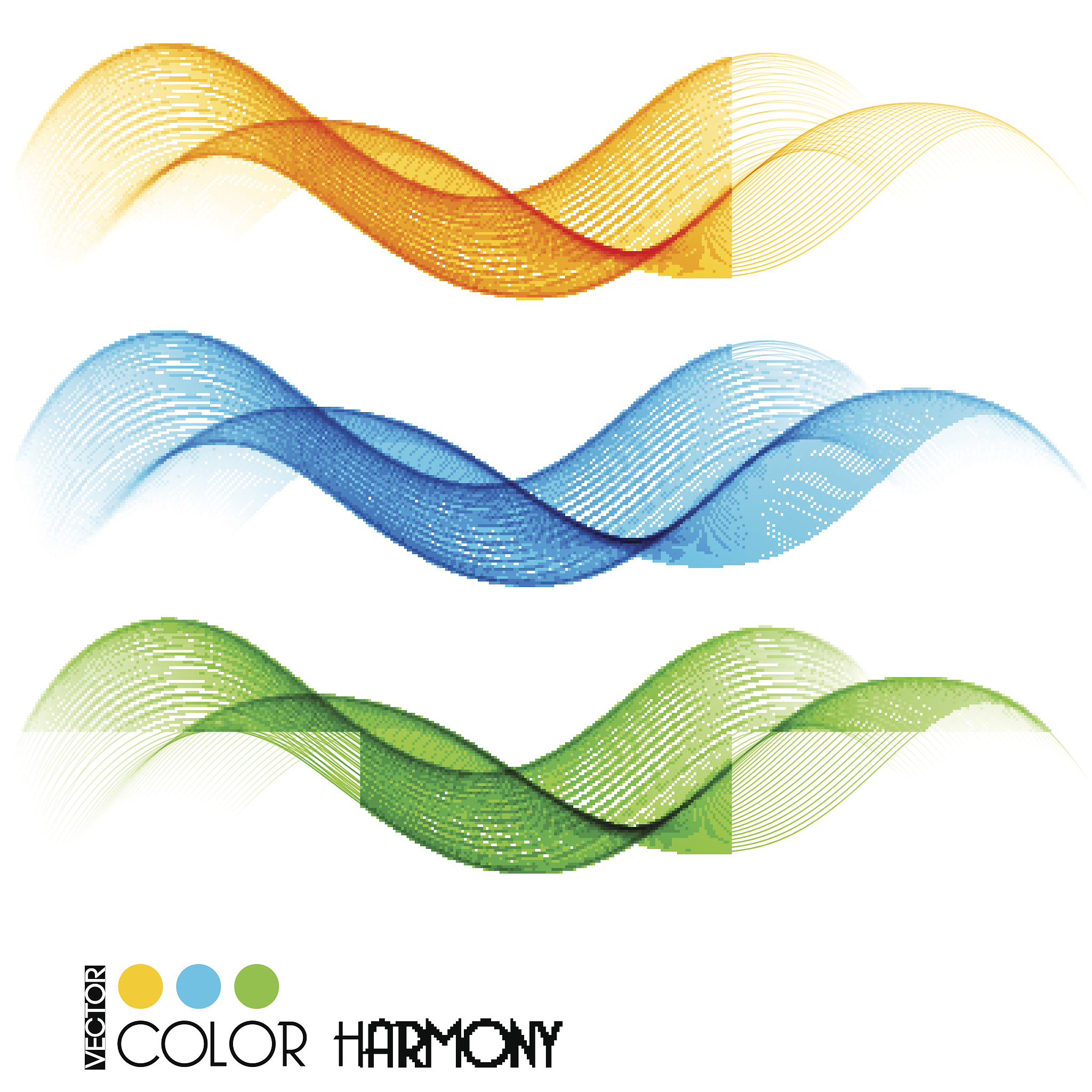 set of color curve lines