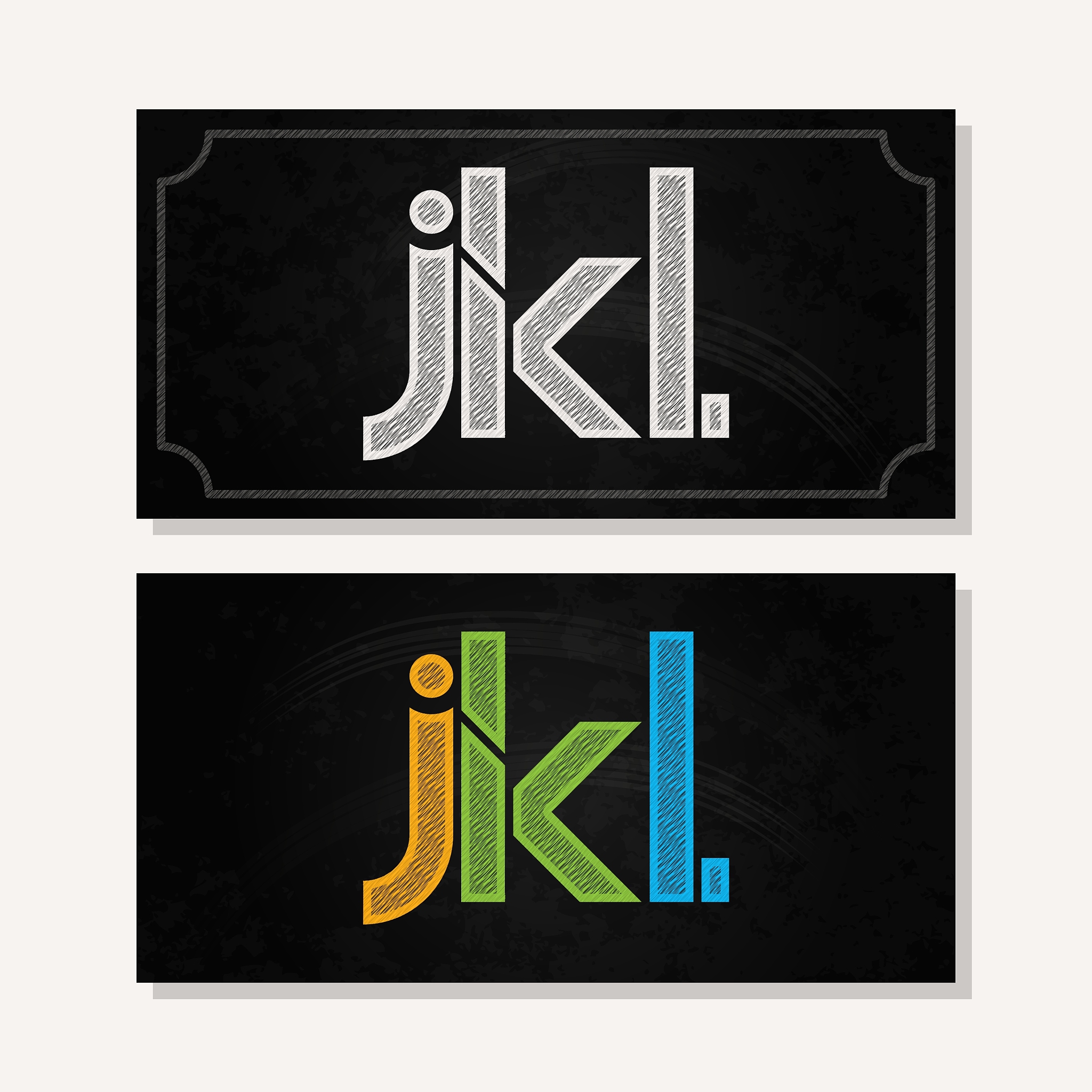 letter j k l logo alphabet chalk icon set