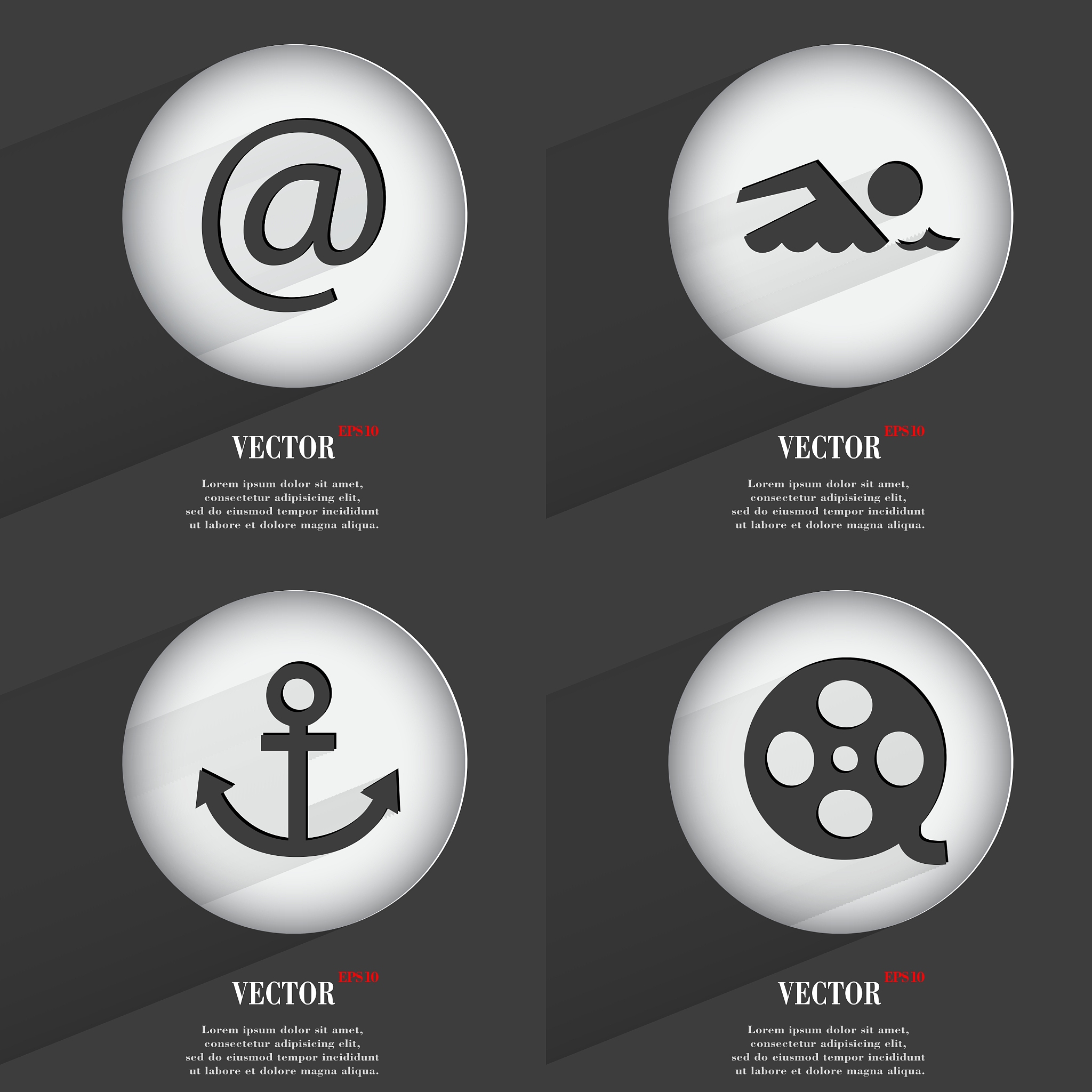 set of one-color web buttons flat design simple