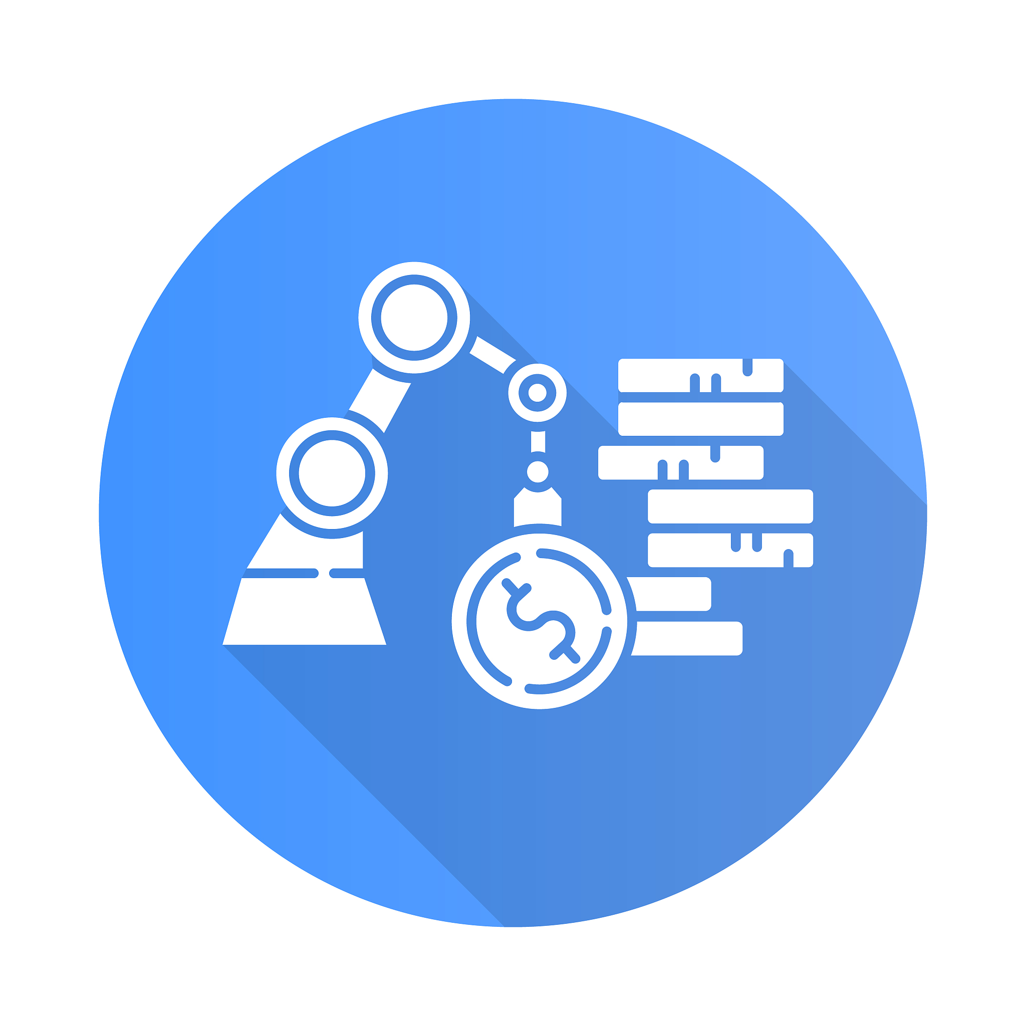 business and industrial blue flat design long shadow glyph icon.