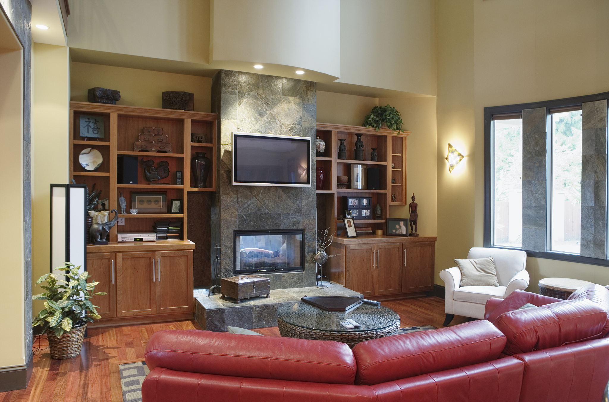 living room with television