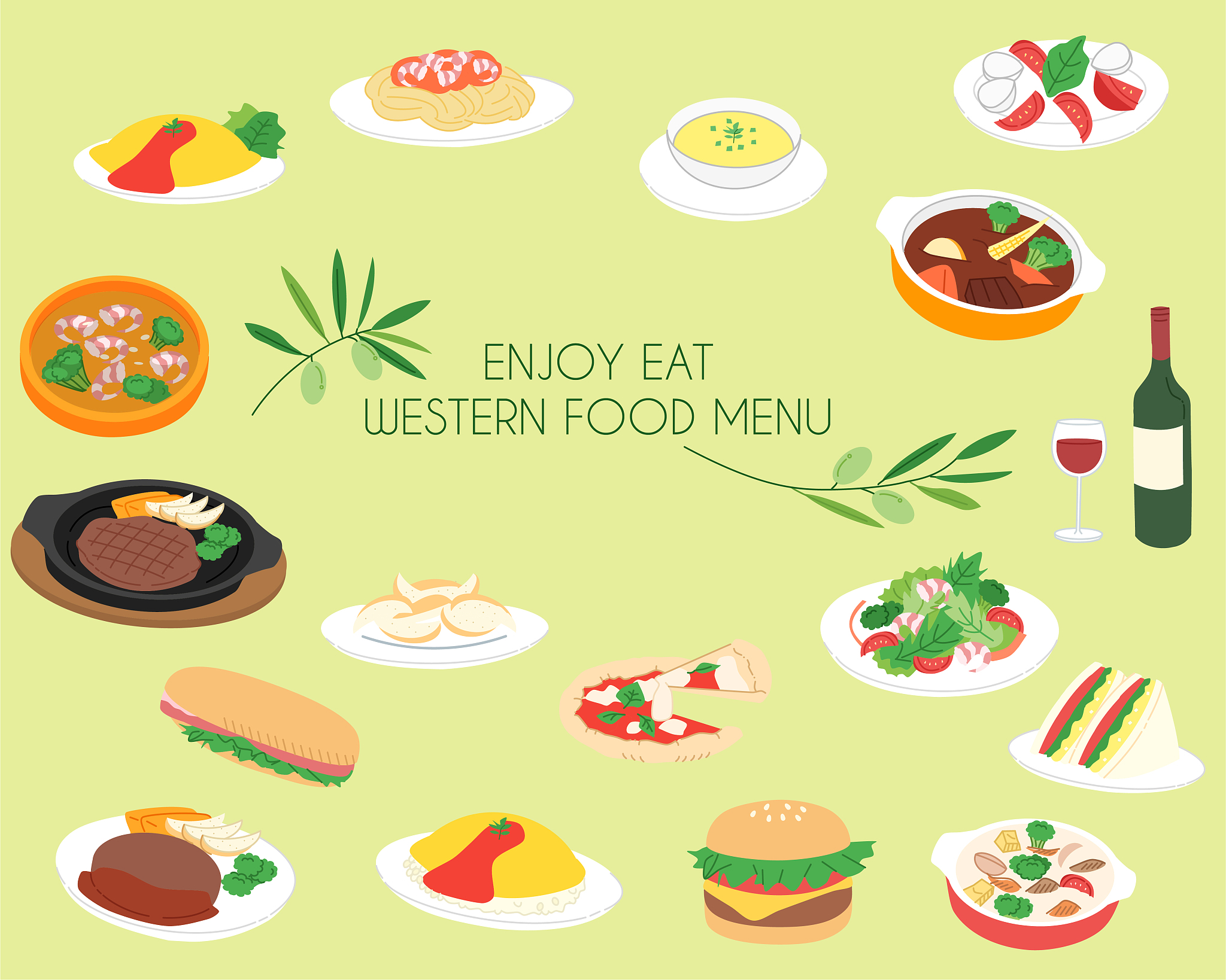 western food menu line icon