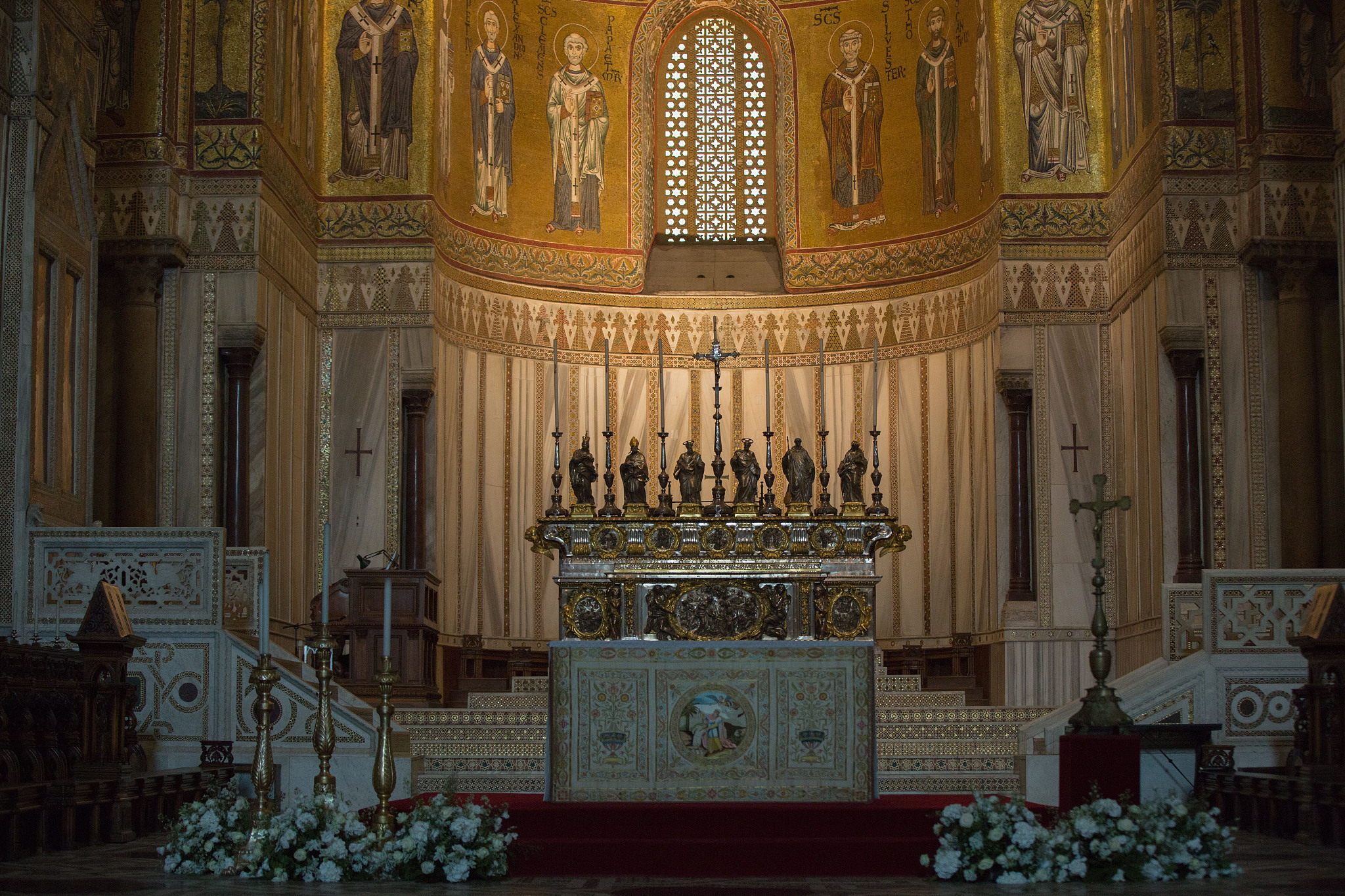 christ fresco inside monreale cathedral near palermo