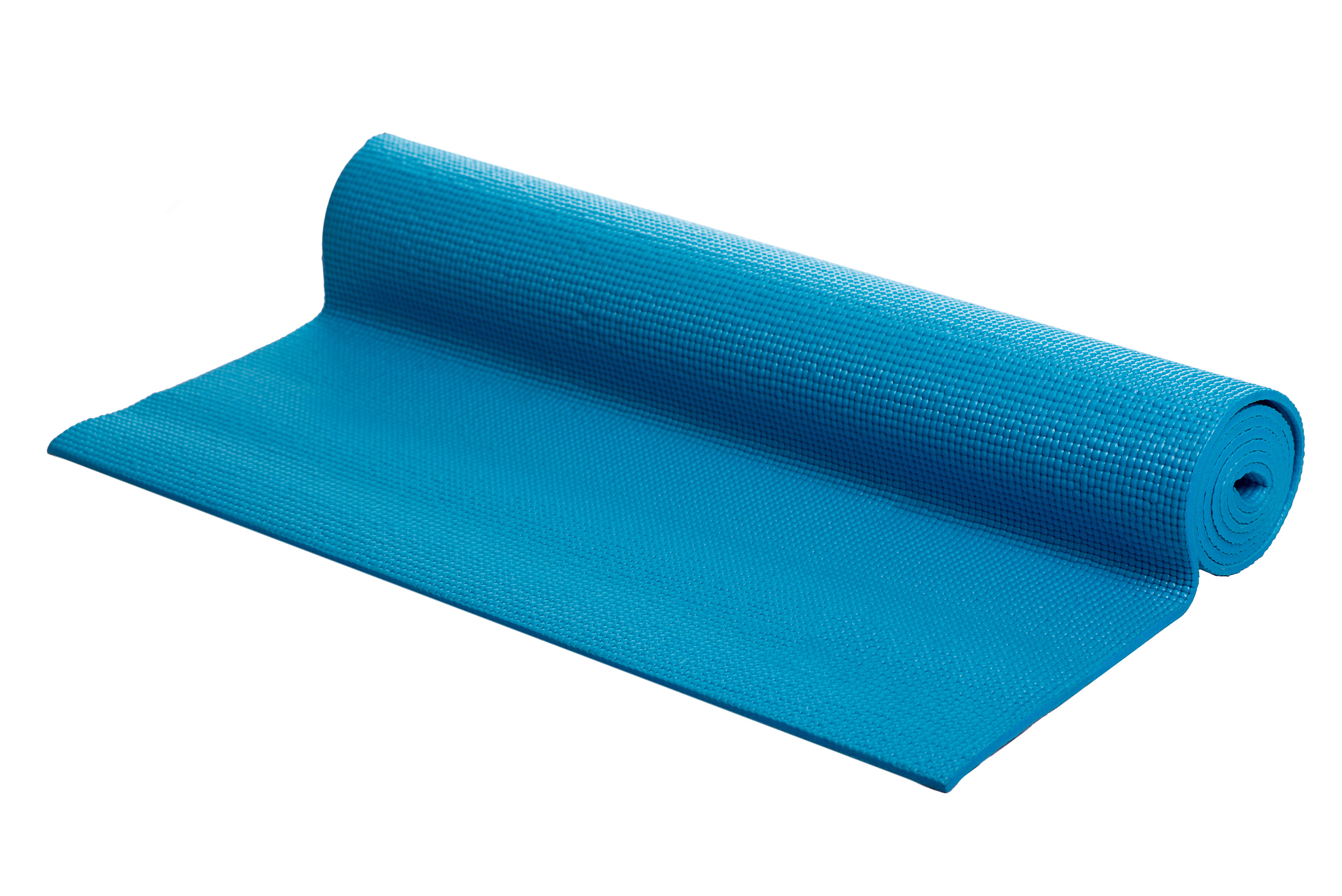 blue yoga mat on a white background