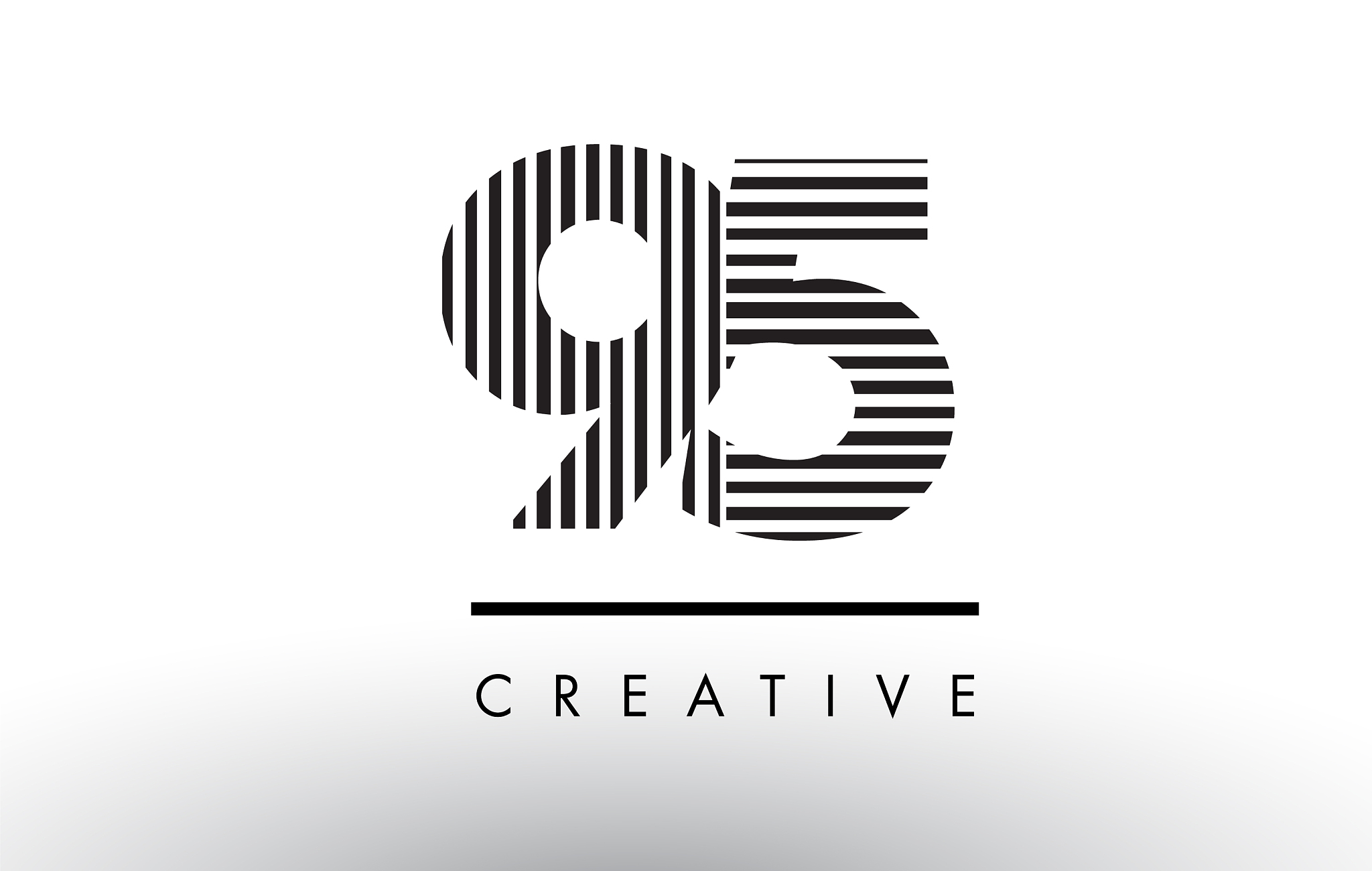95 black and white lines number logo design