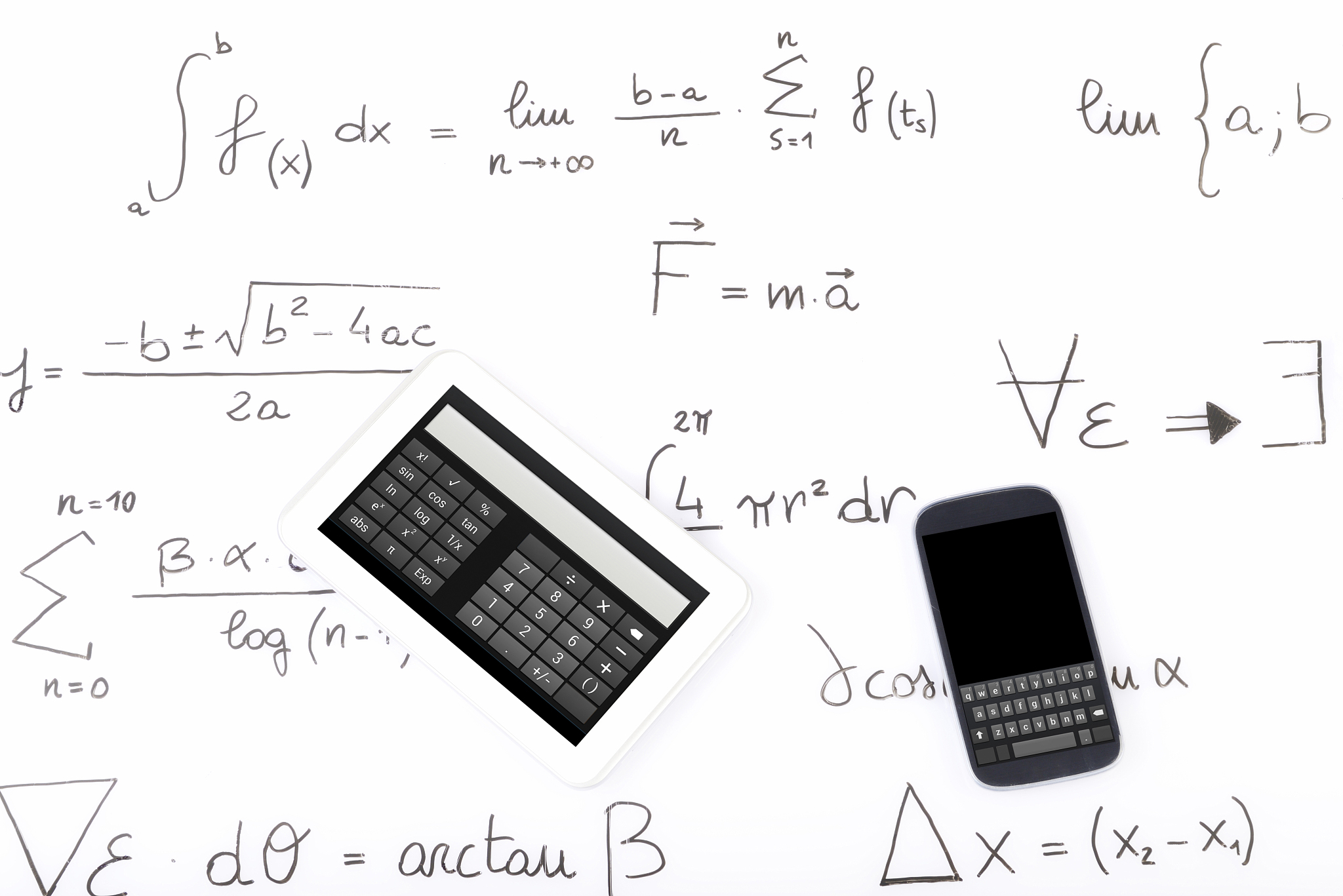 formula w smart phone and digital tablet