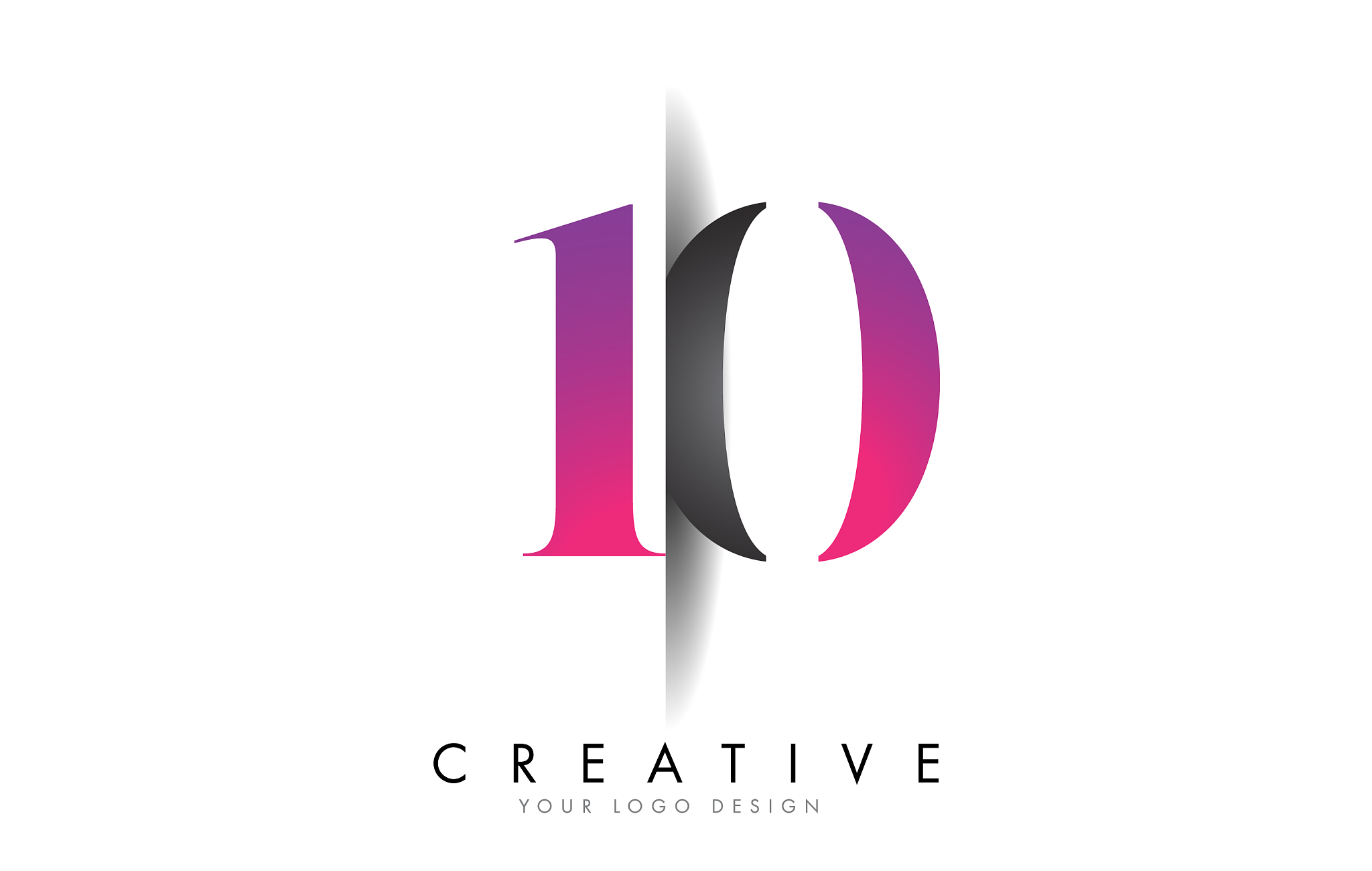 10 1 0 number logo with creative shadow cut design