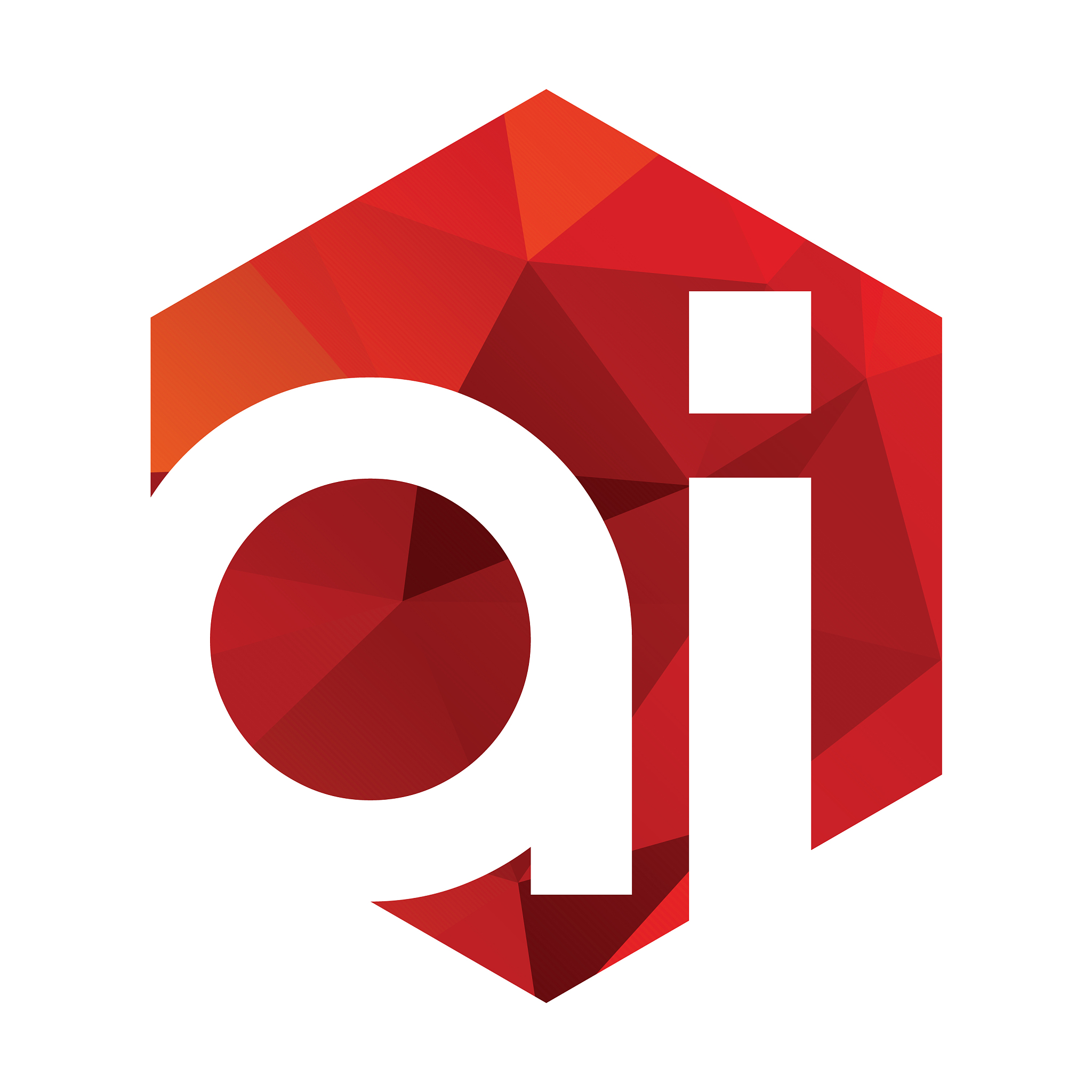 ai red polygonal logo and icon