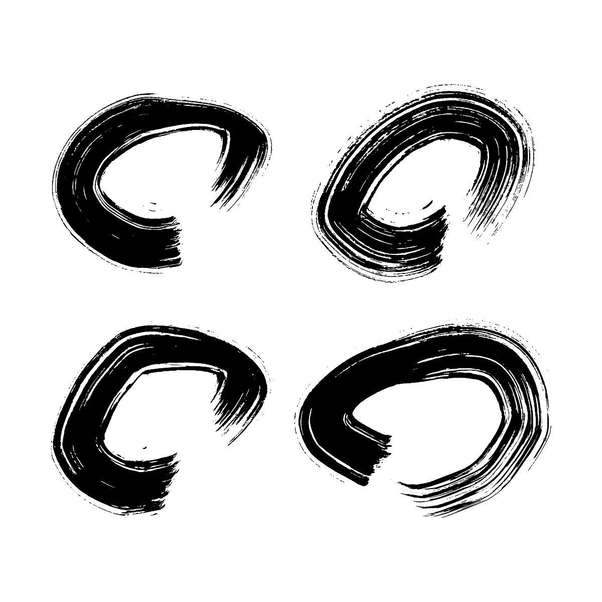 黑色grunge笔触在圆形形式