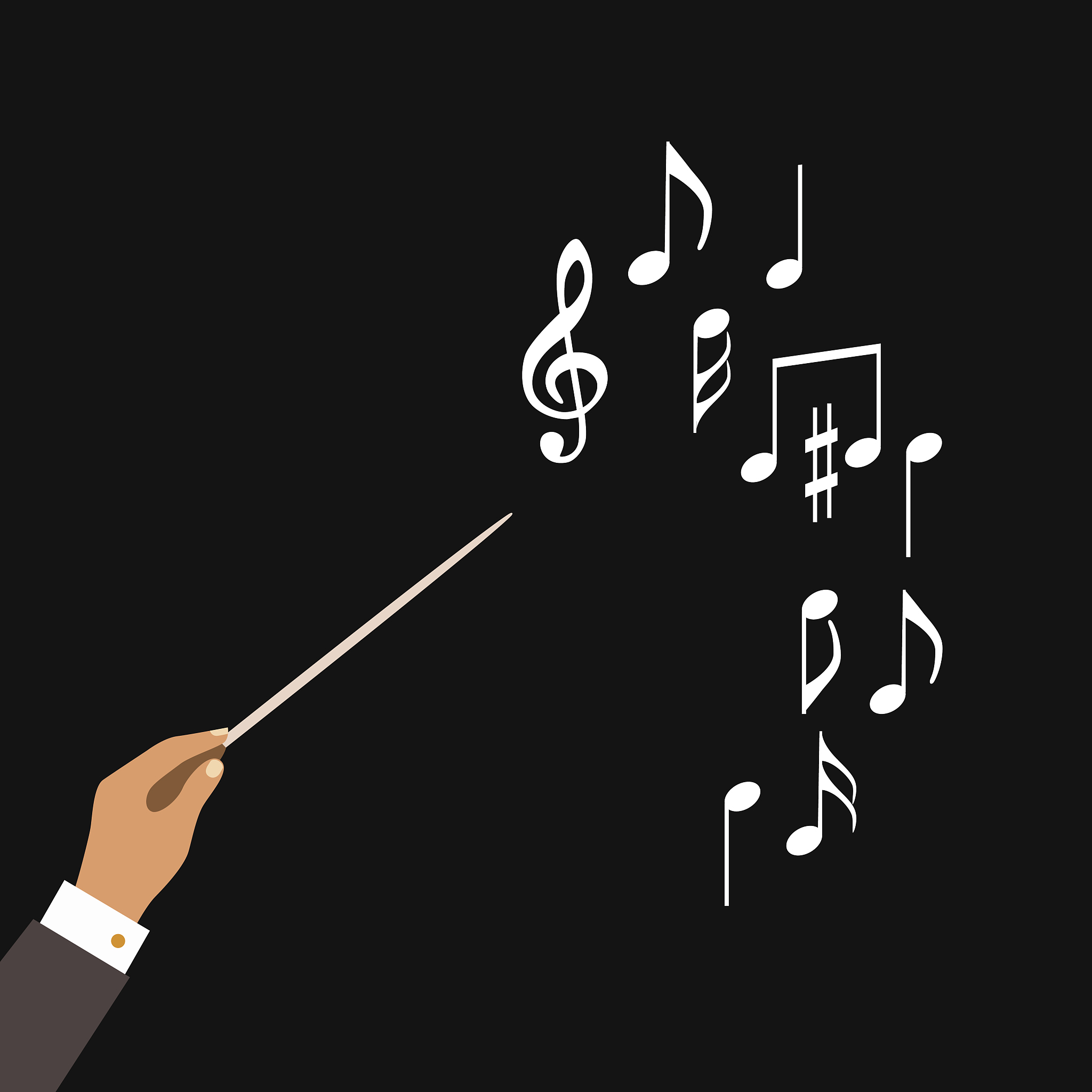 flat concept of music orchestra or chorus conductor