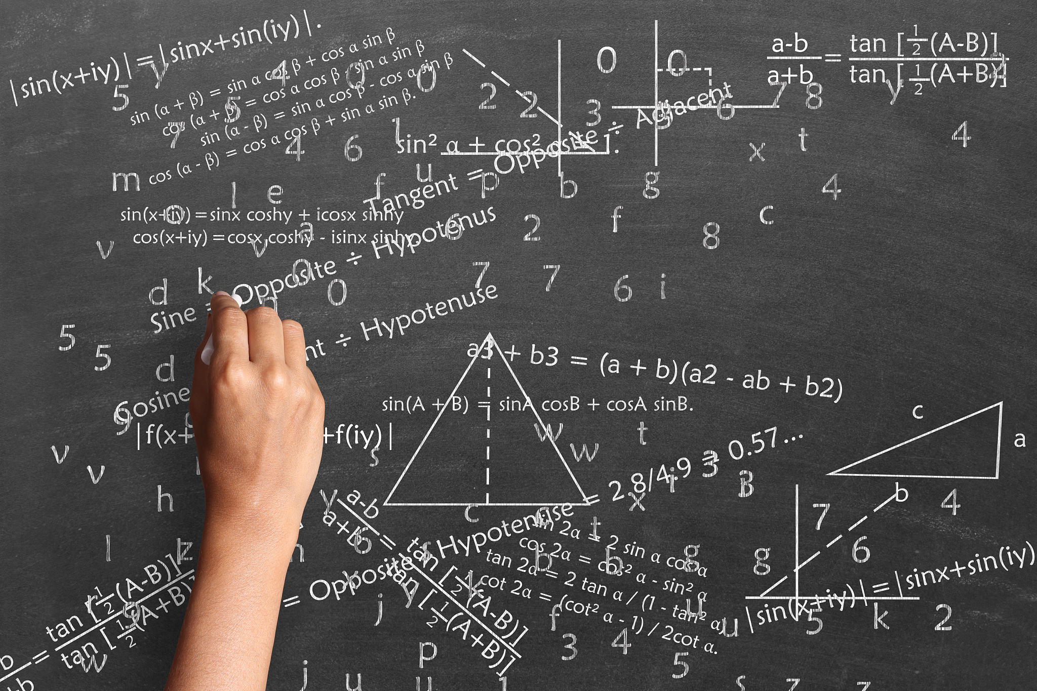women hand writing on blackboard