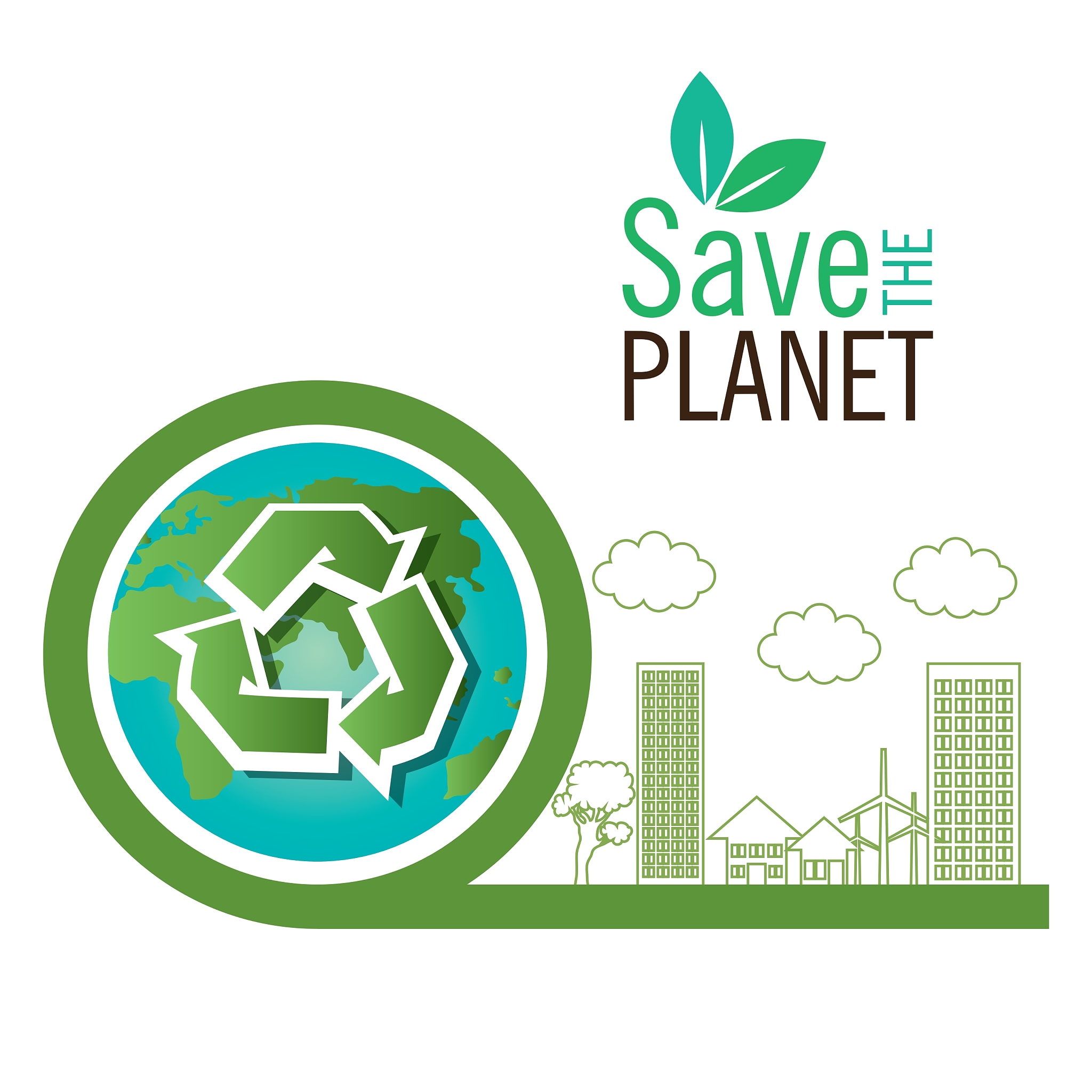 save the planet recycle eco icon