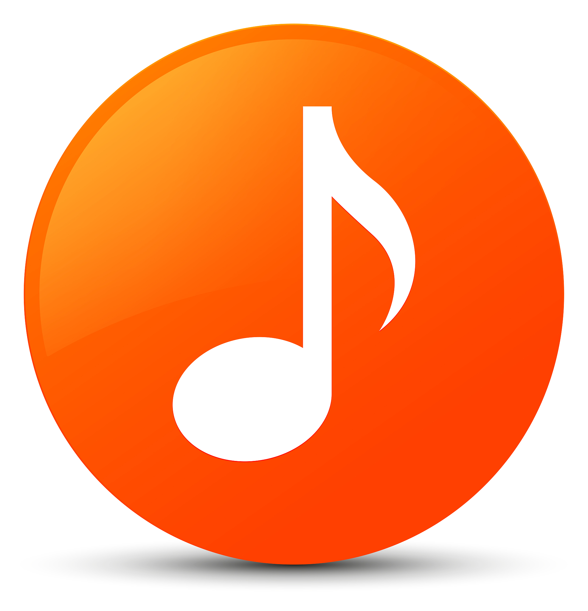 music icon orange round button