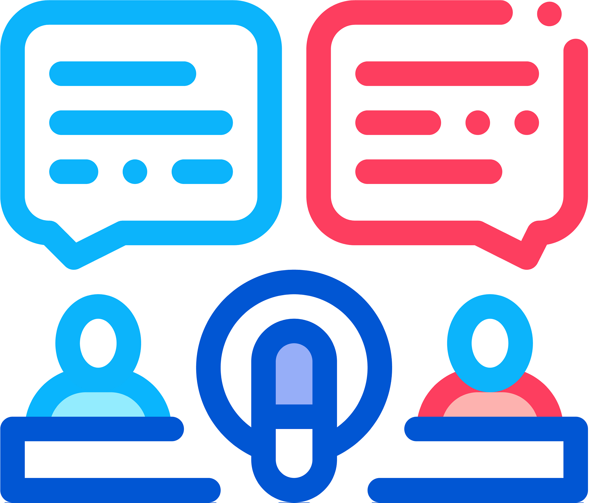 hosts talk in microphone icon outline