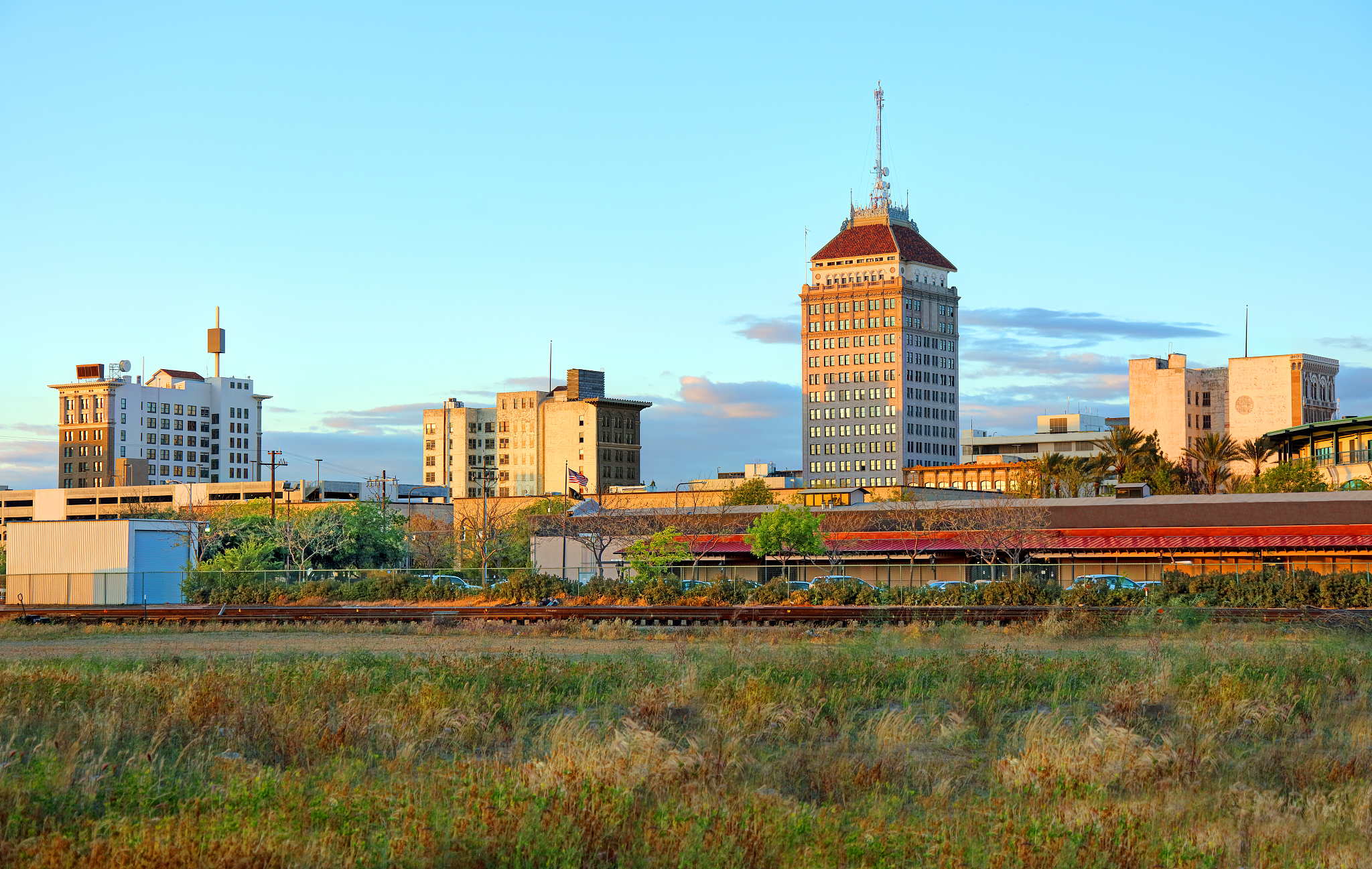 downtown fresno, california skyline