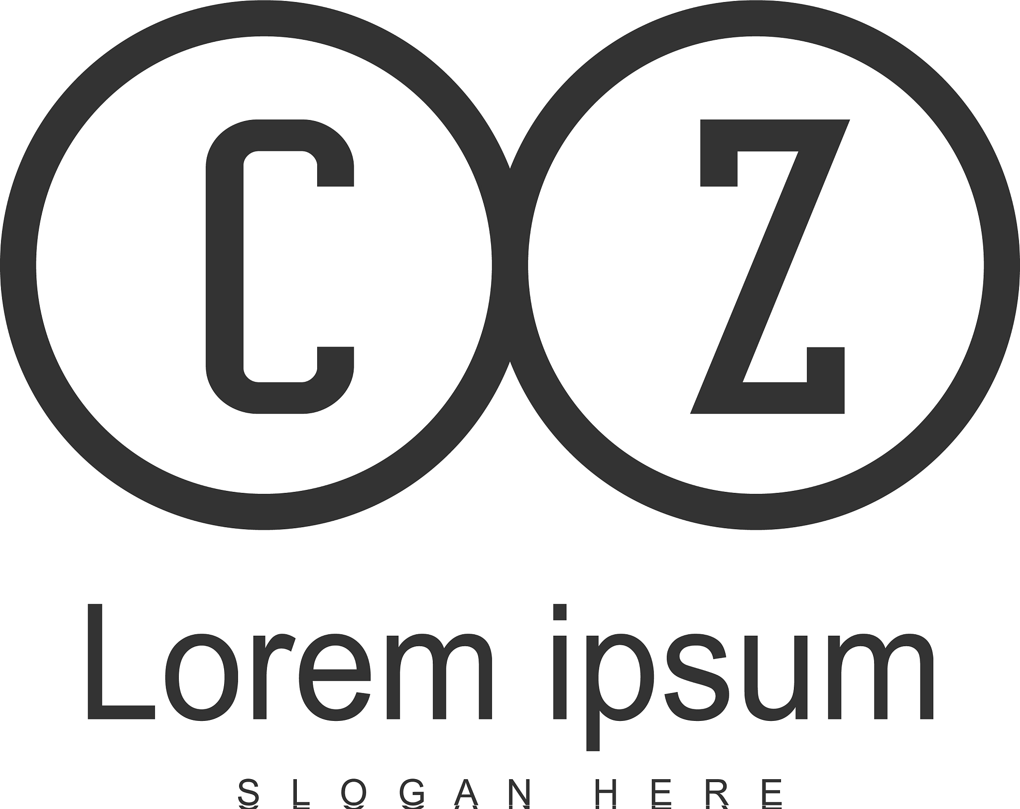 initial cz logo template with modern frame