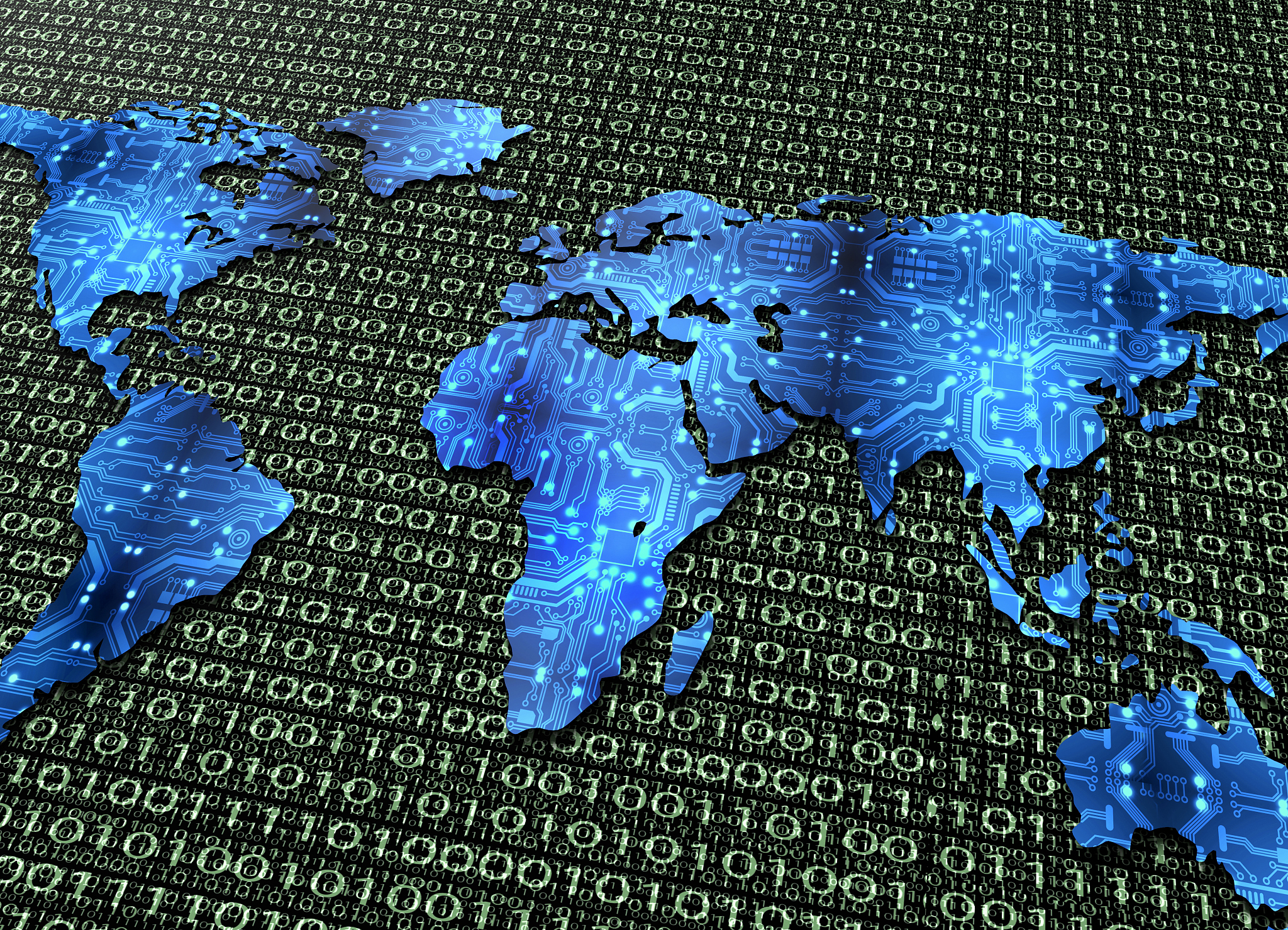 digital electronic world map isolated