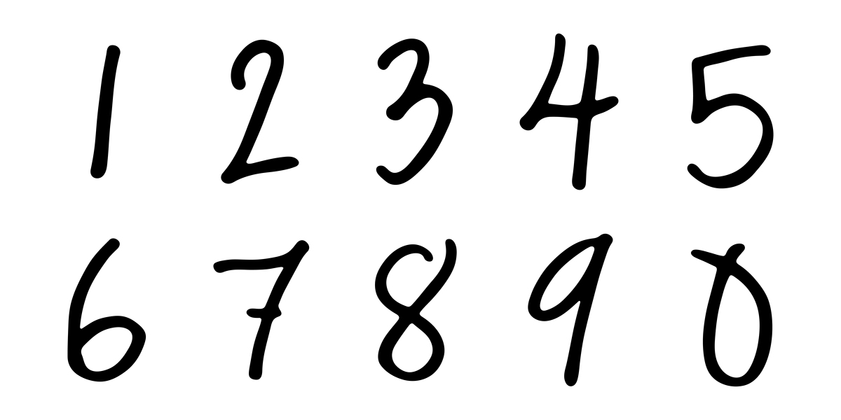 手绘黑色数字 1 2 3 4 5 6 7 8 9 0 时尚笔刷涂鸦数字