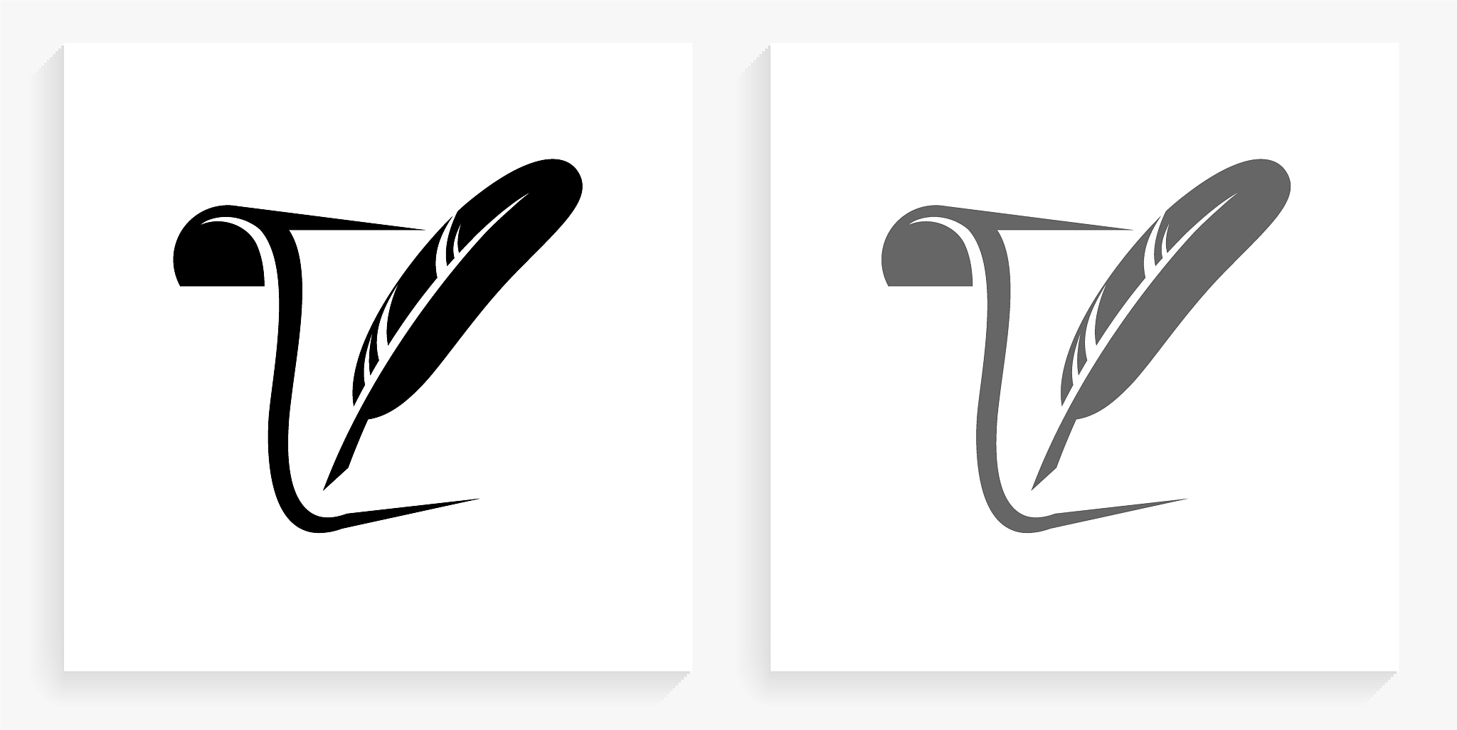 paper and quill black and white square icon