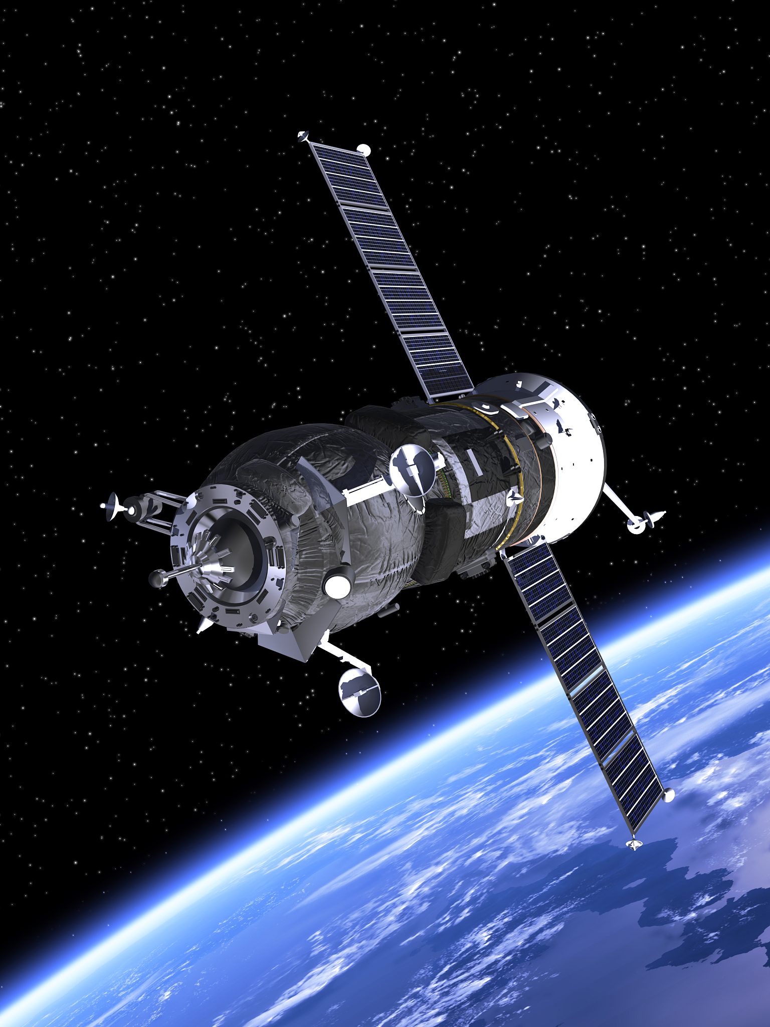 the spacecraft progress with earth in background