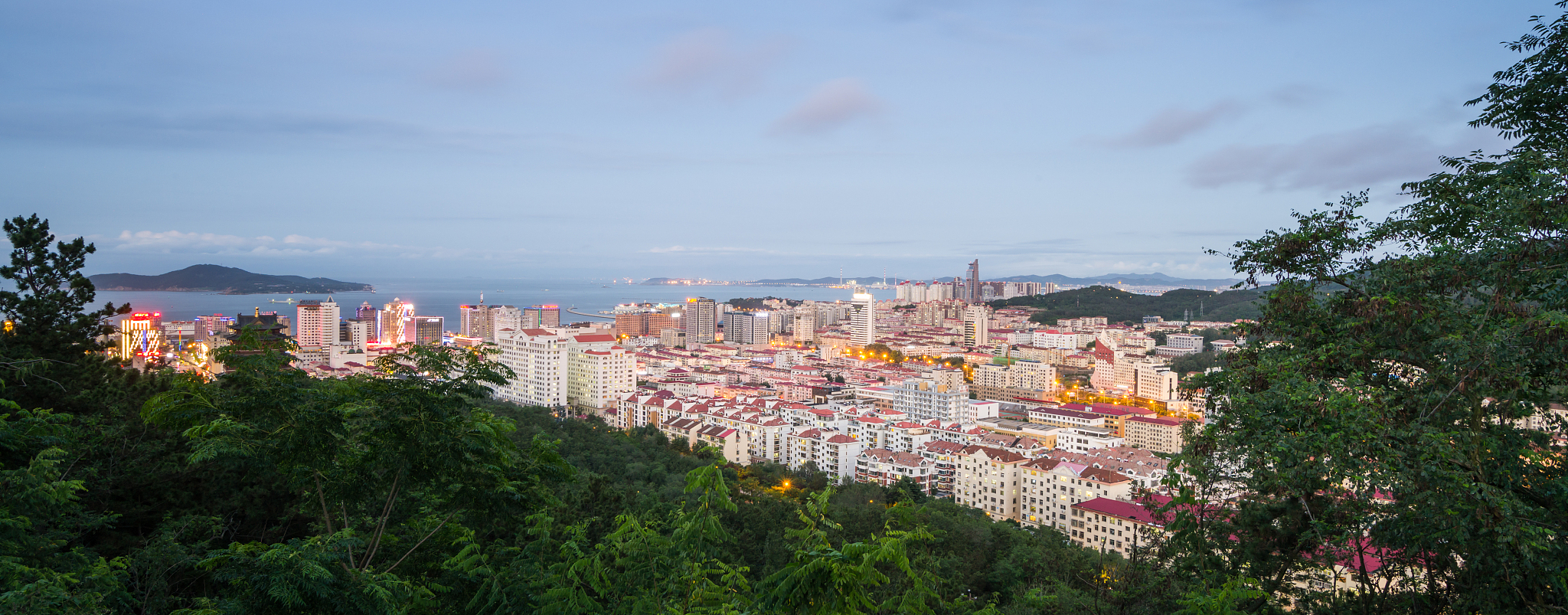 威海市中心全景图鸟瞰