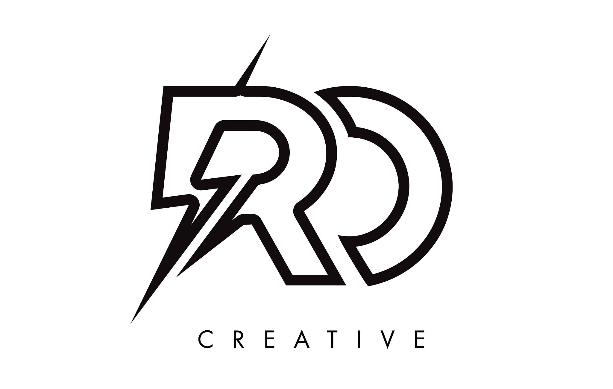 ro letter logo design with lighting thunder bolt