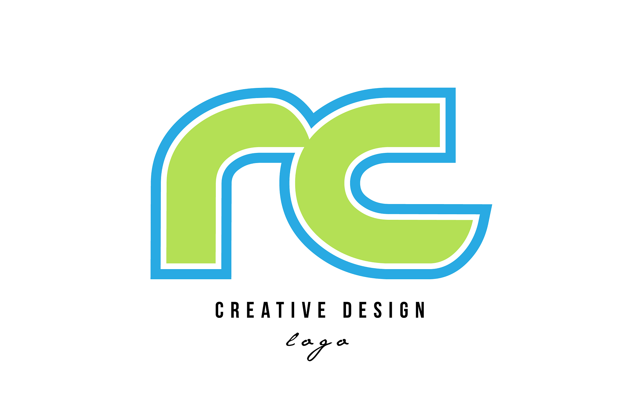 blue green alphabet letter rc r c logo icon design