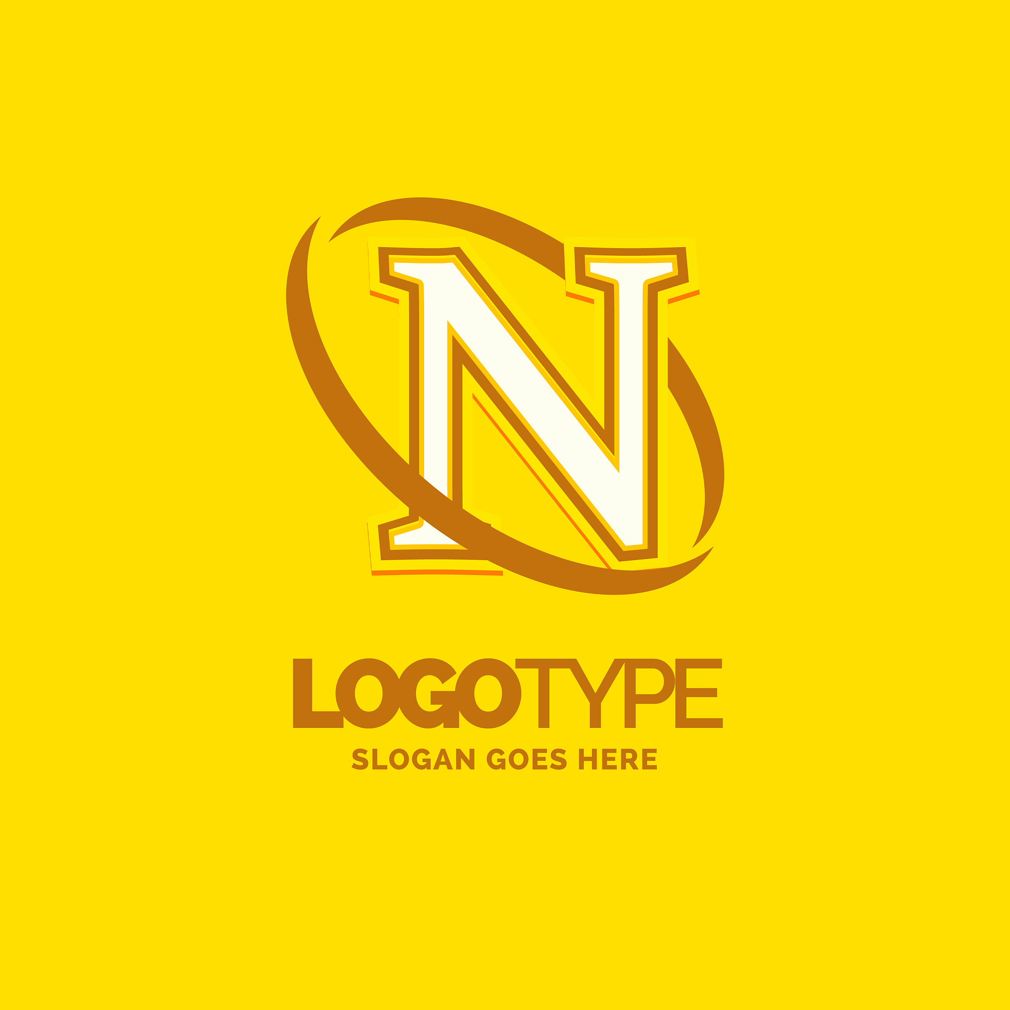 n logo template yellow background circle brand