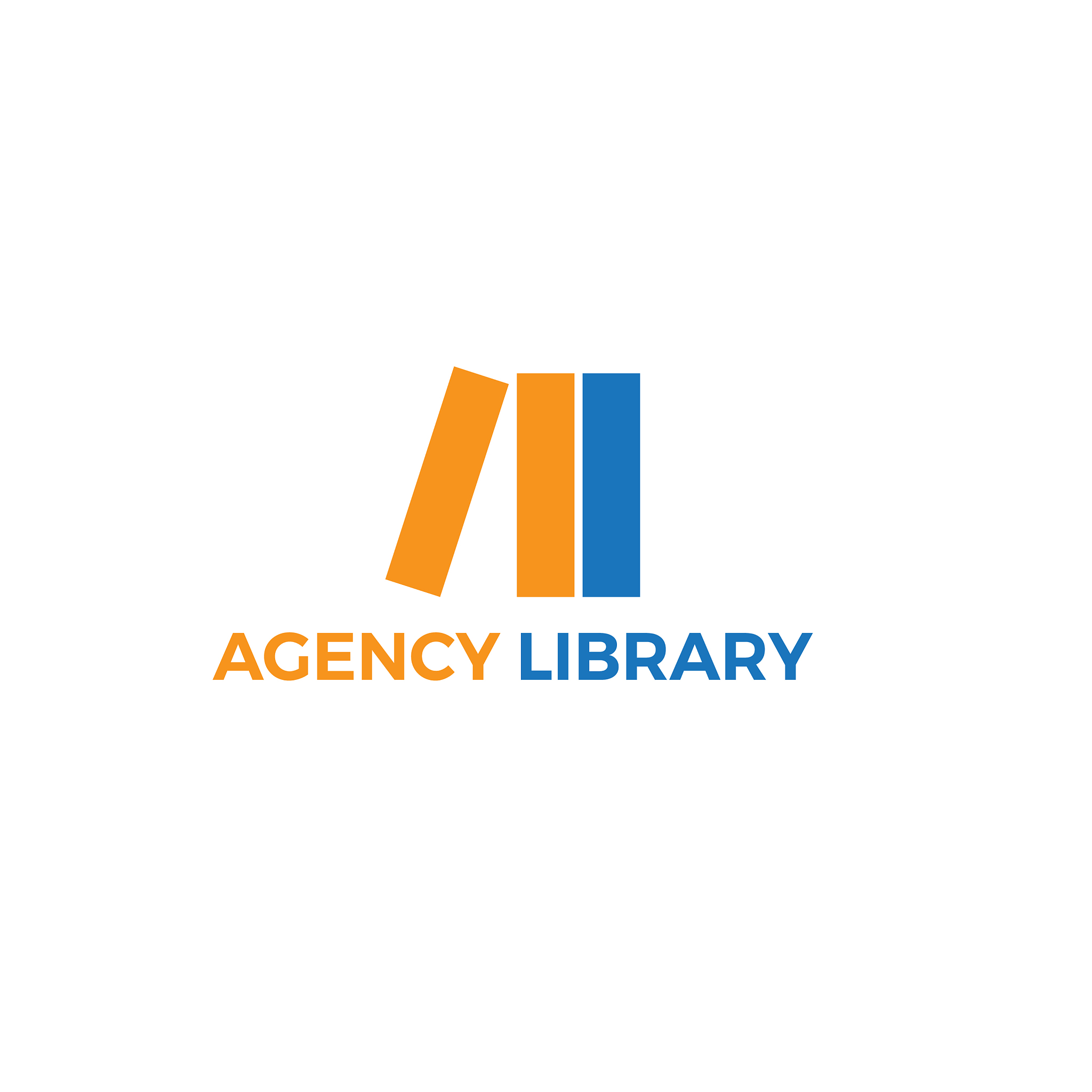 agency library logo with stand books