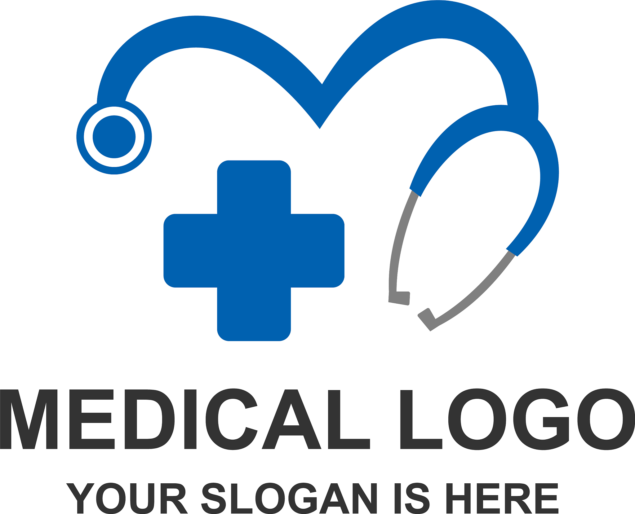 medical healthcare stethoscope cross logo