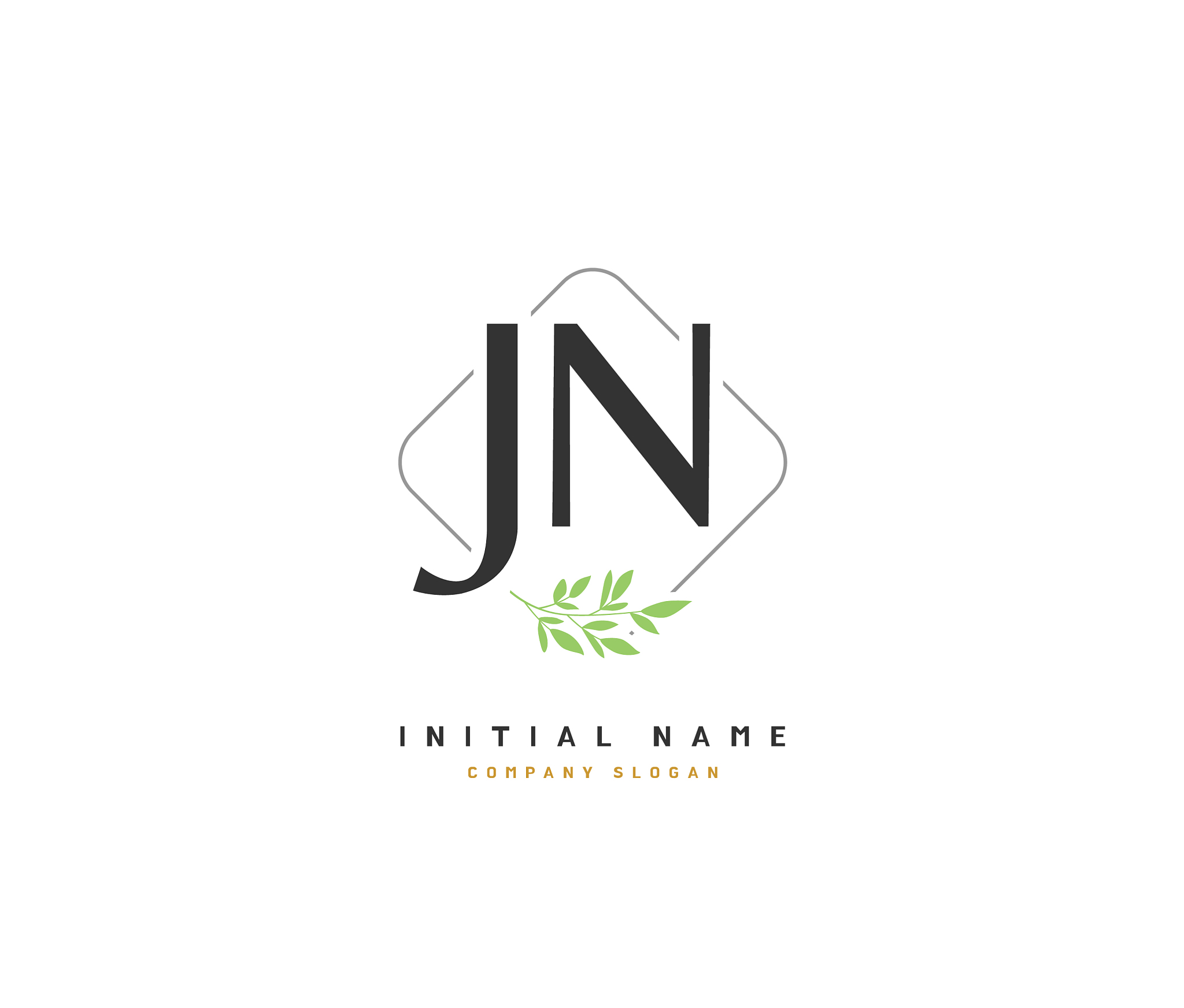 j n jn beauty initial logo handwriting logo of