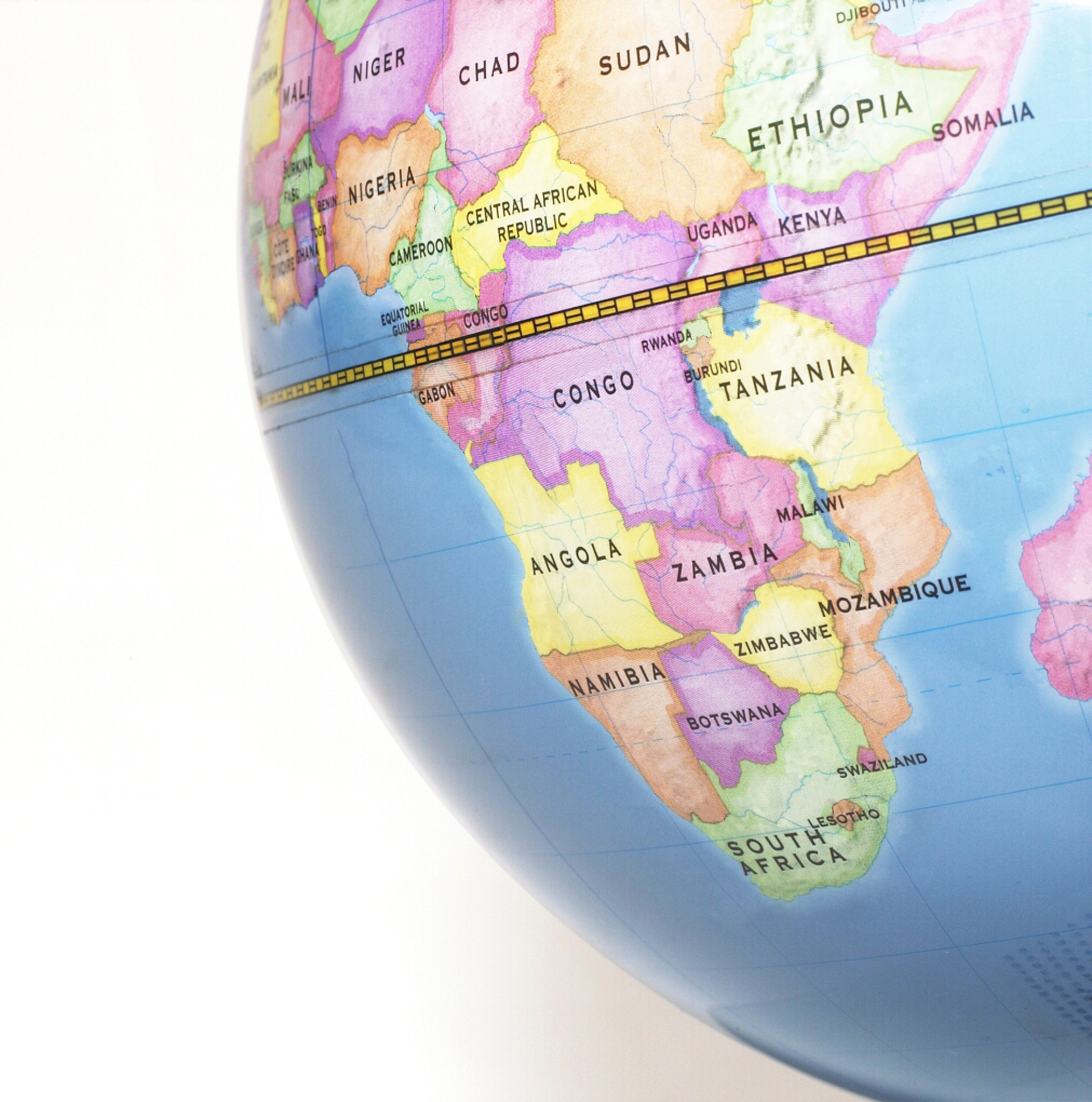 globe picturing africa, close-up
