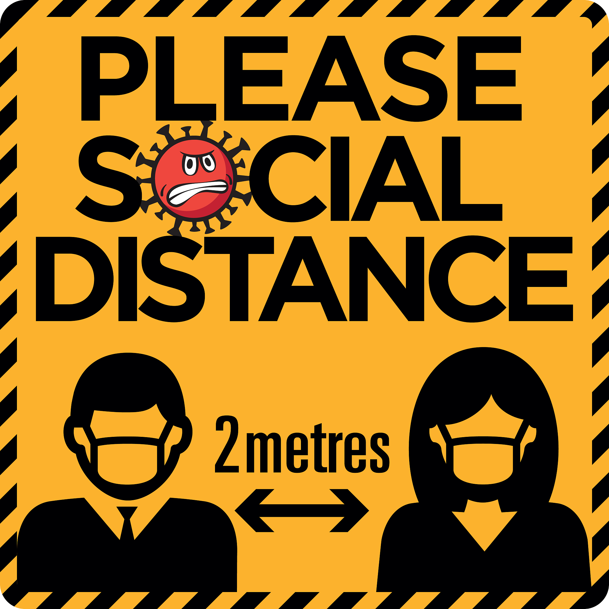 social distance sign with coronavirus protecting society. social