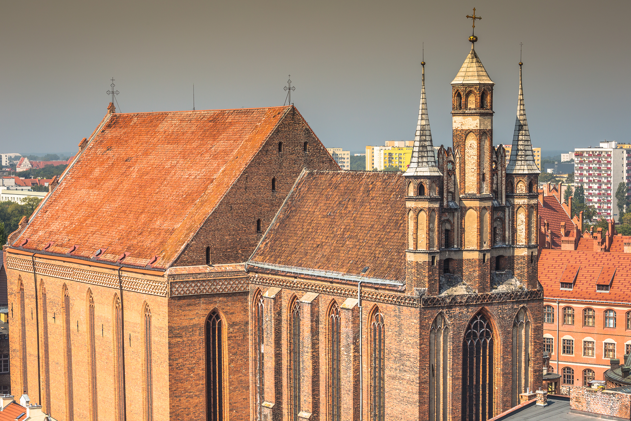 old town skyline - aerial view from town hall tower. the medieva