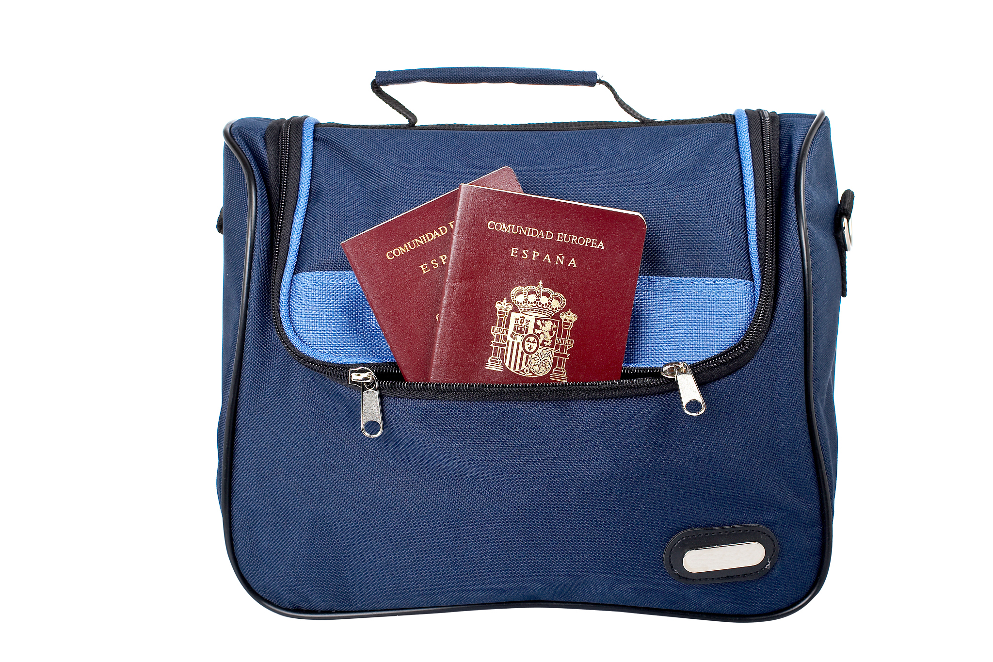 handbag with two spanish passports