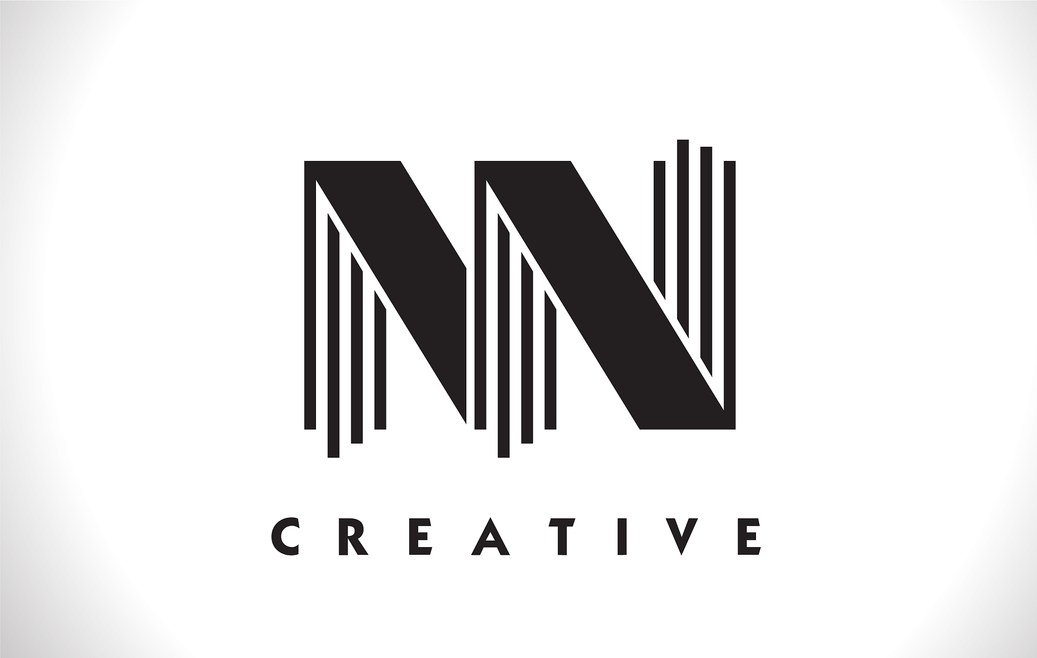 nn logo letter with black lines design line letter