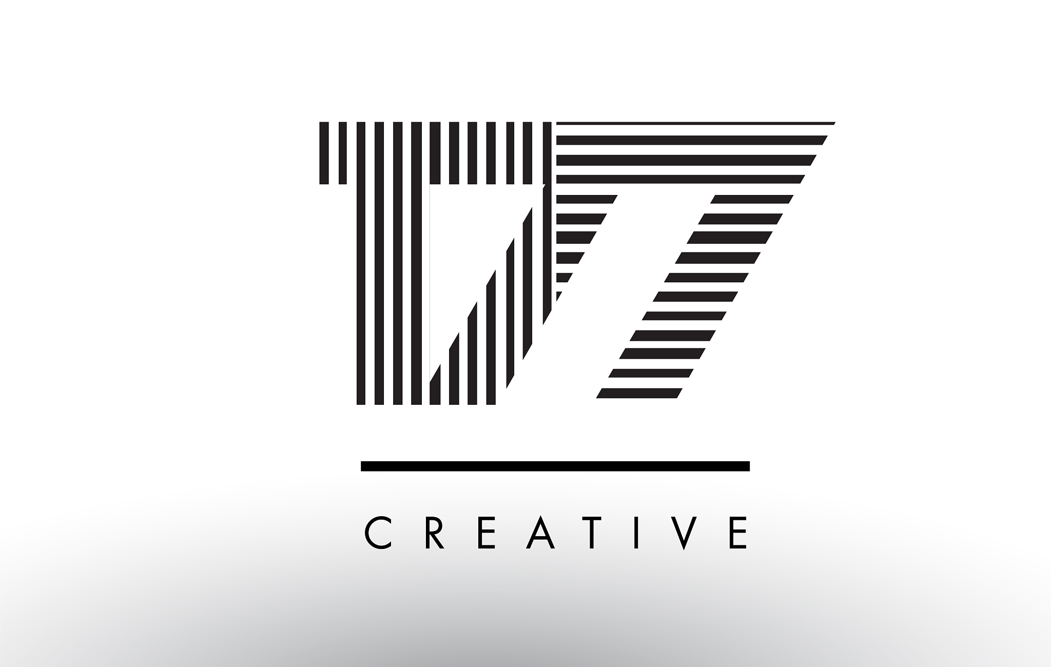 177 black and white lines number logo design