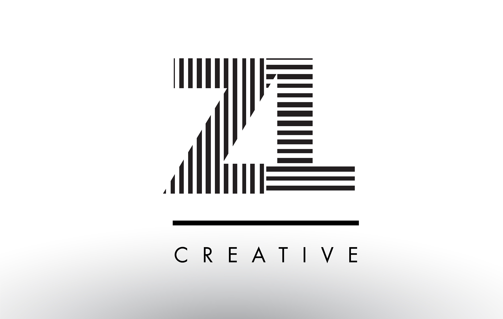 zl z l black and white lines letter logo design