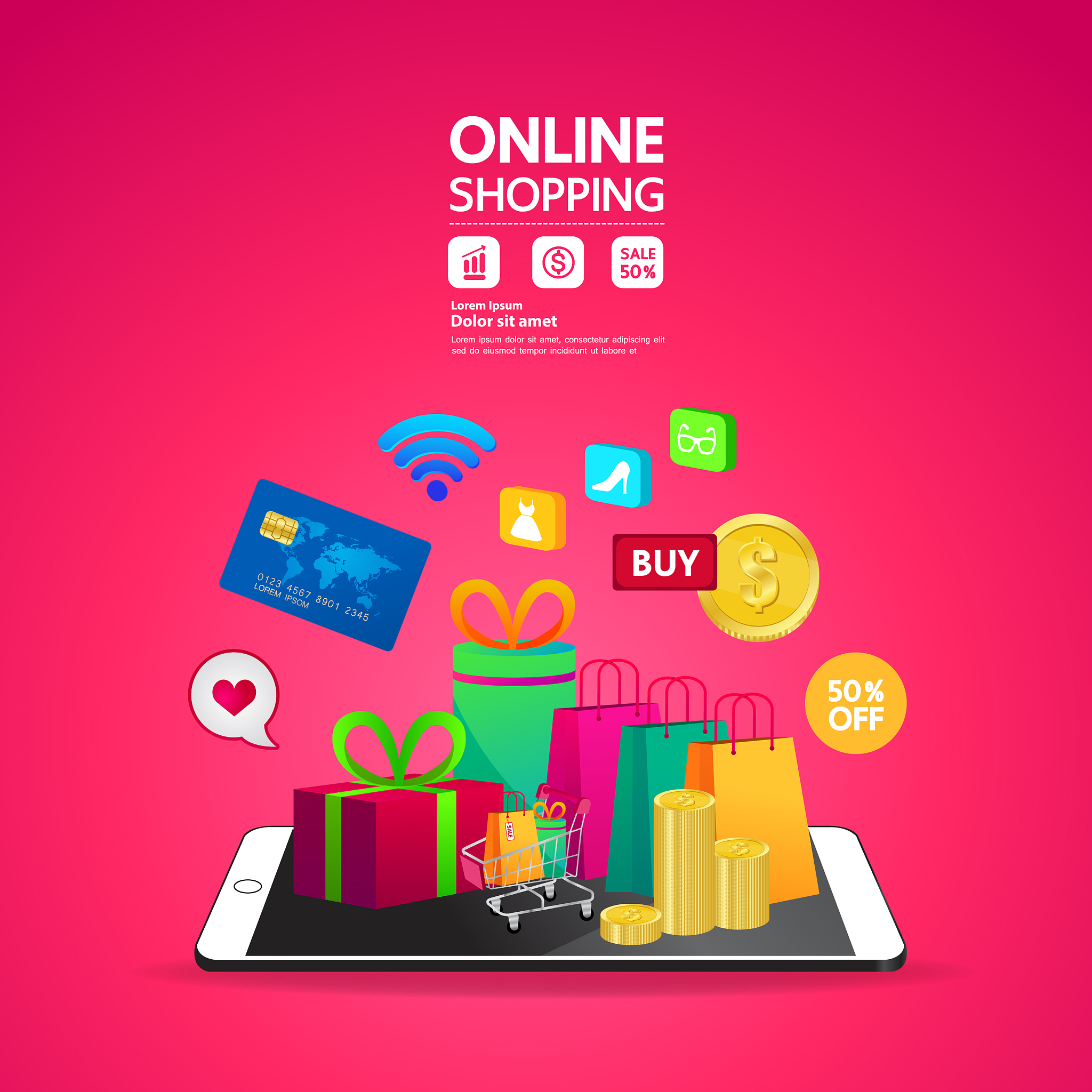 shopping online on website or mobile application
