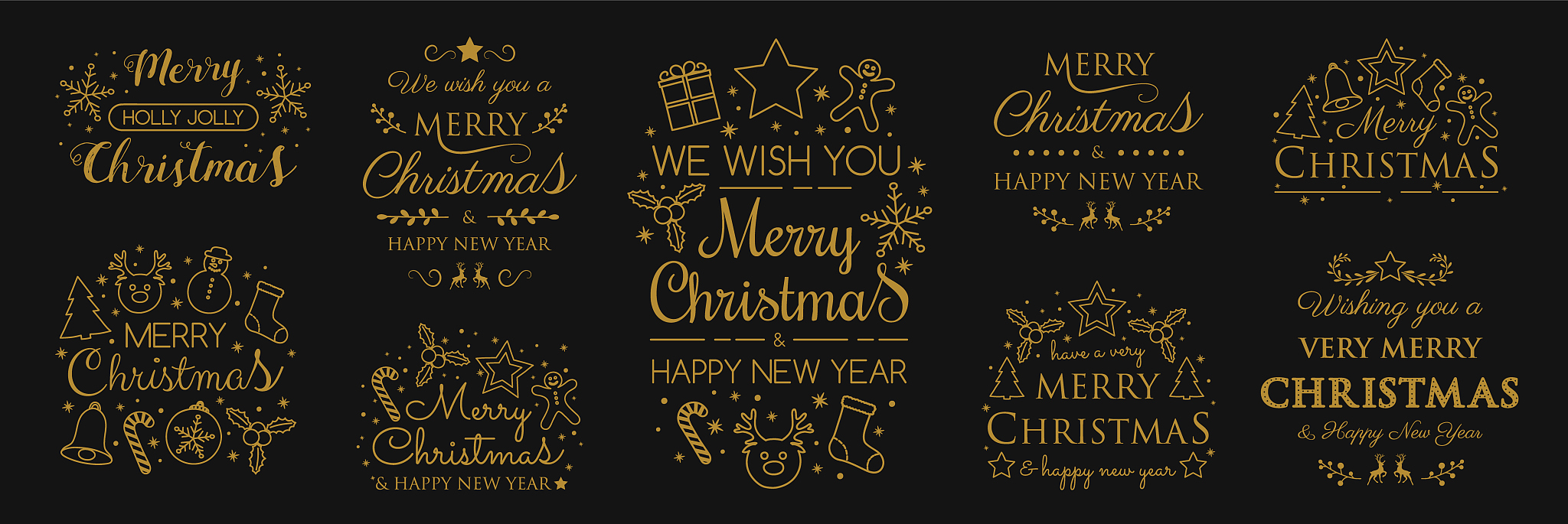 christmas banners with ornaments and greetings - collection. vec