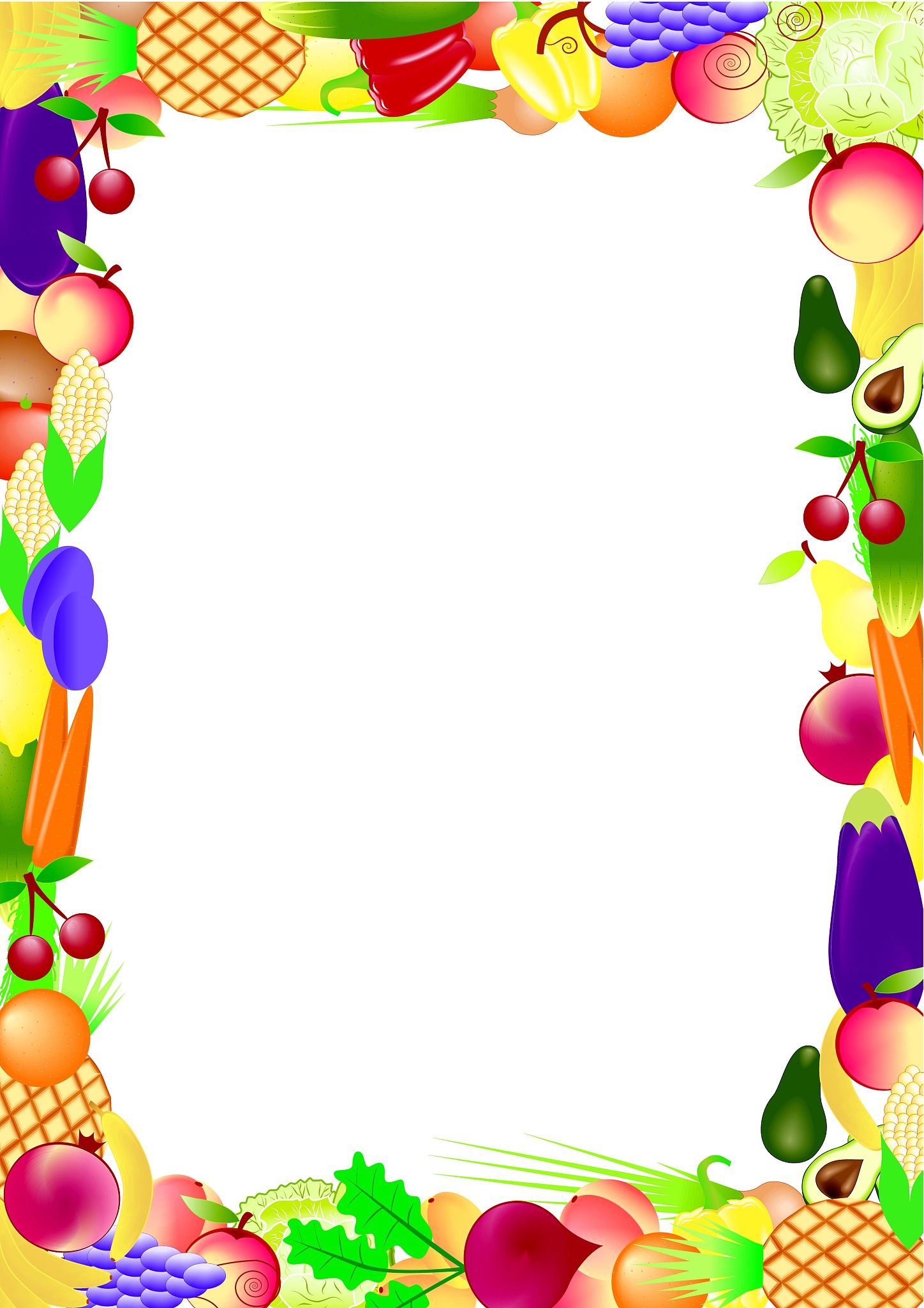fruits and vegetables vector frame