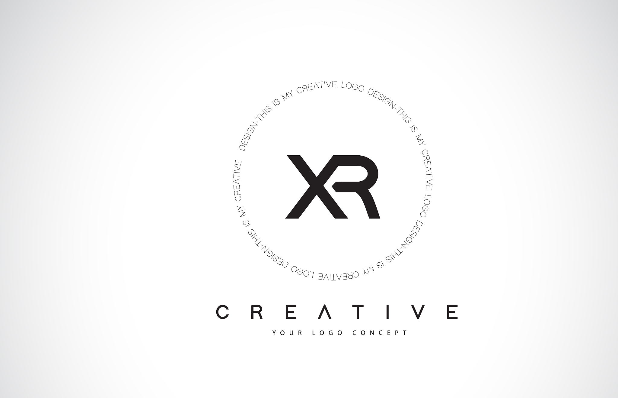 xr x r logo design with black and white creative