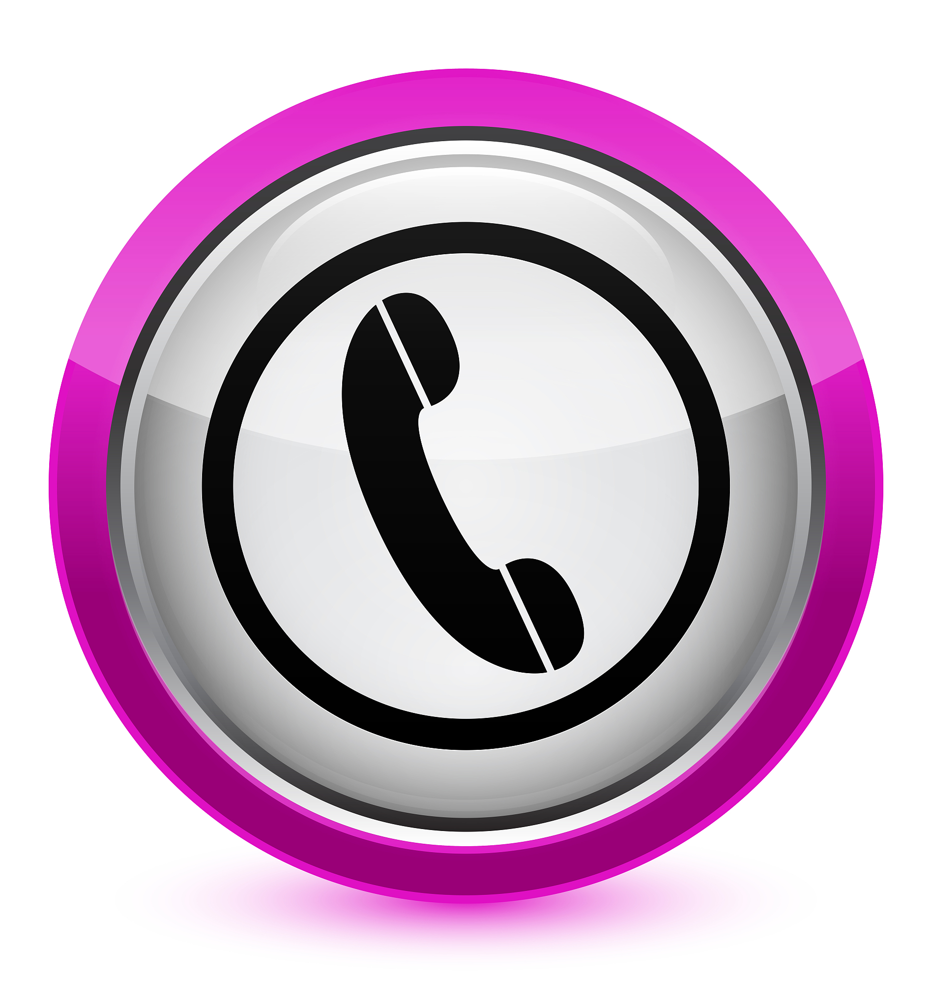 phone icon crystal pink round button