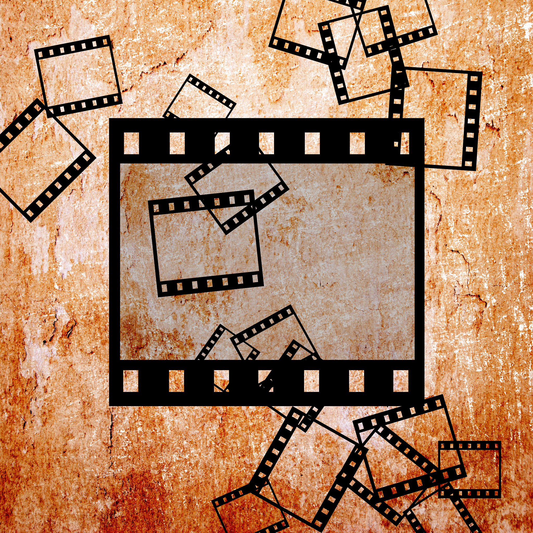 film pieces on grunge background
