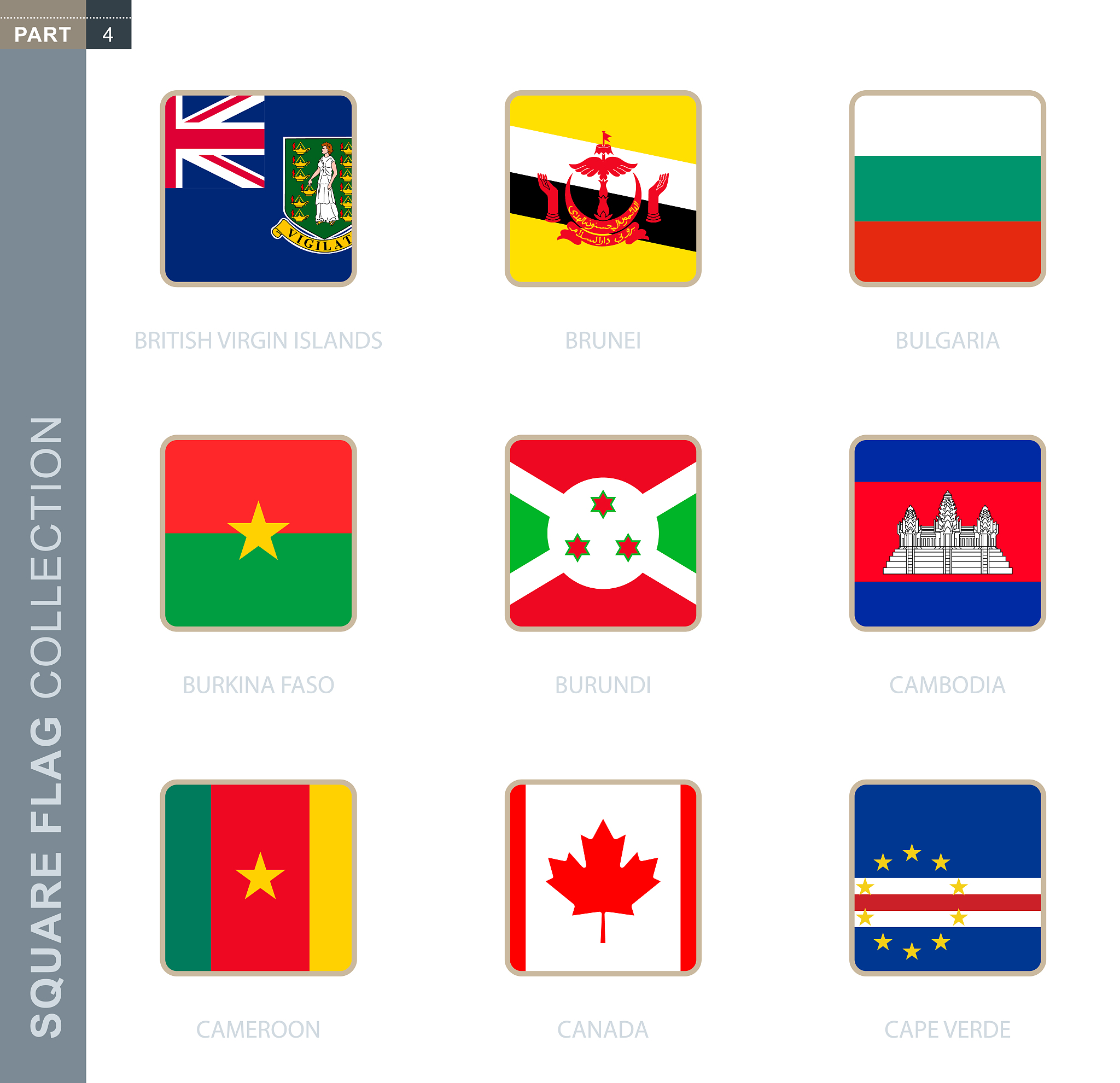 square flags collection of the world.