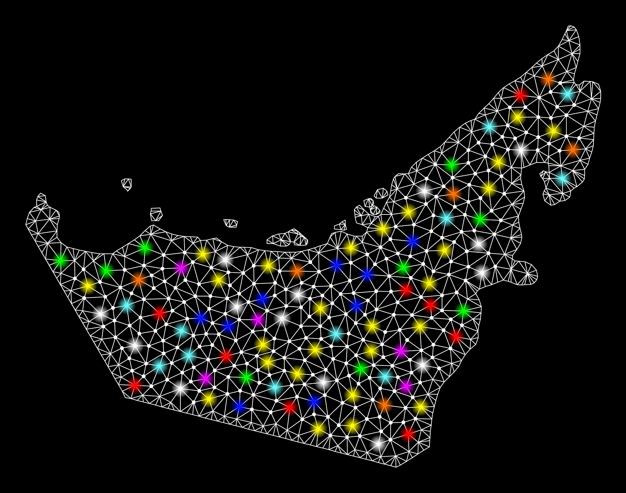 mesh carcass map of united arab emirates with