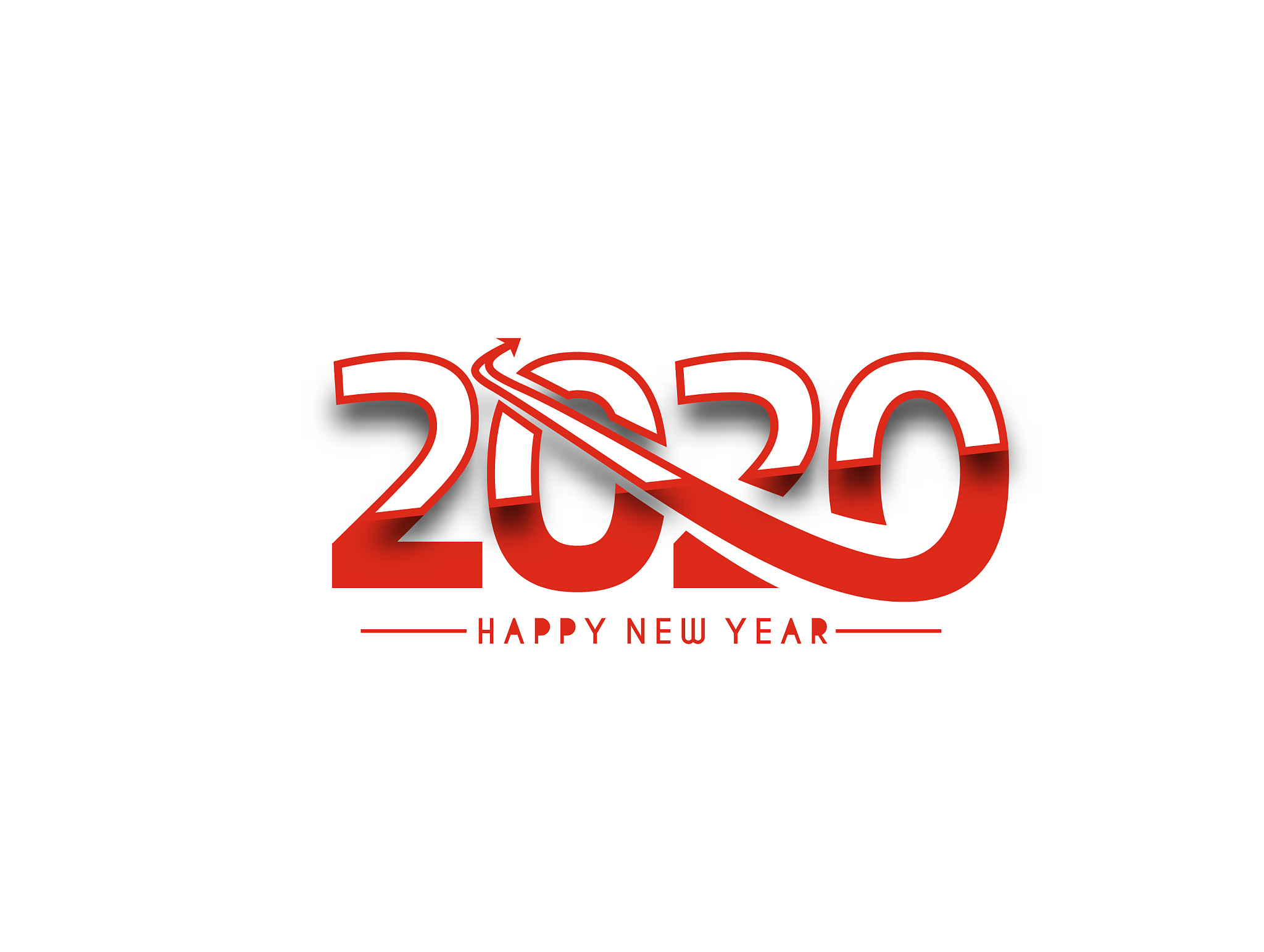 happy new year 2020 text typography design
