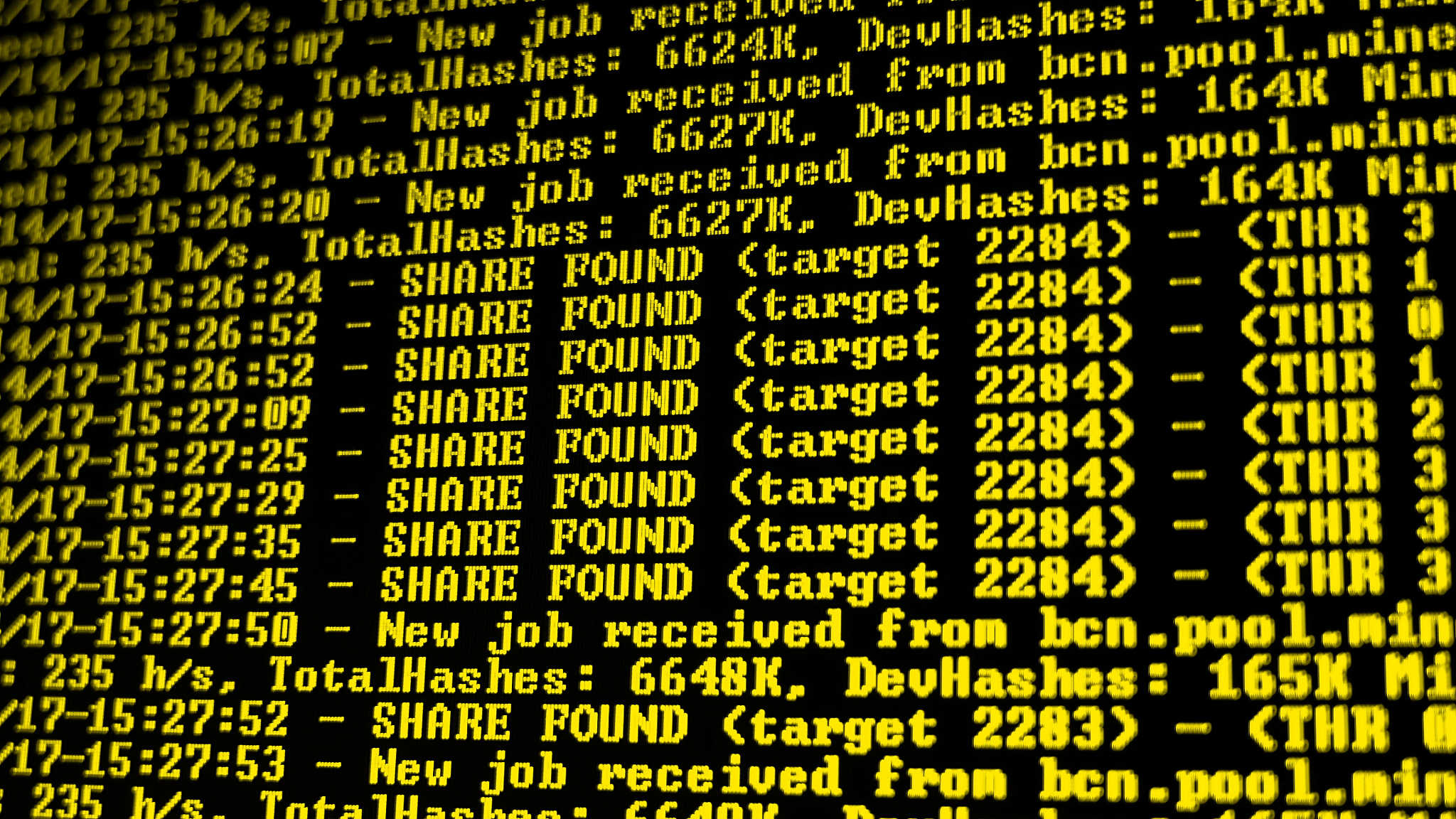 mining cryptocurrency process program on display pc. using softw
