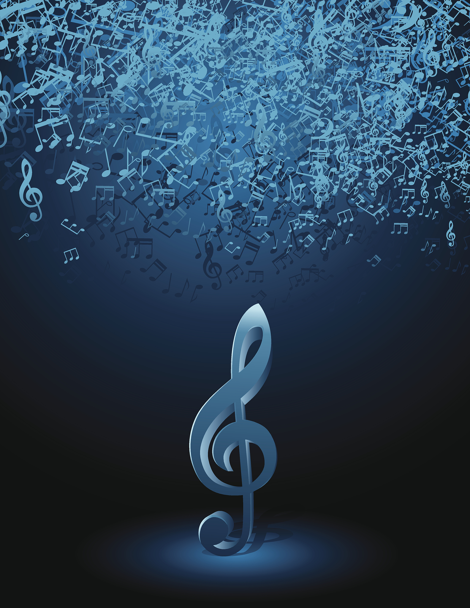 music notes on spot light