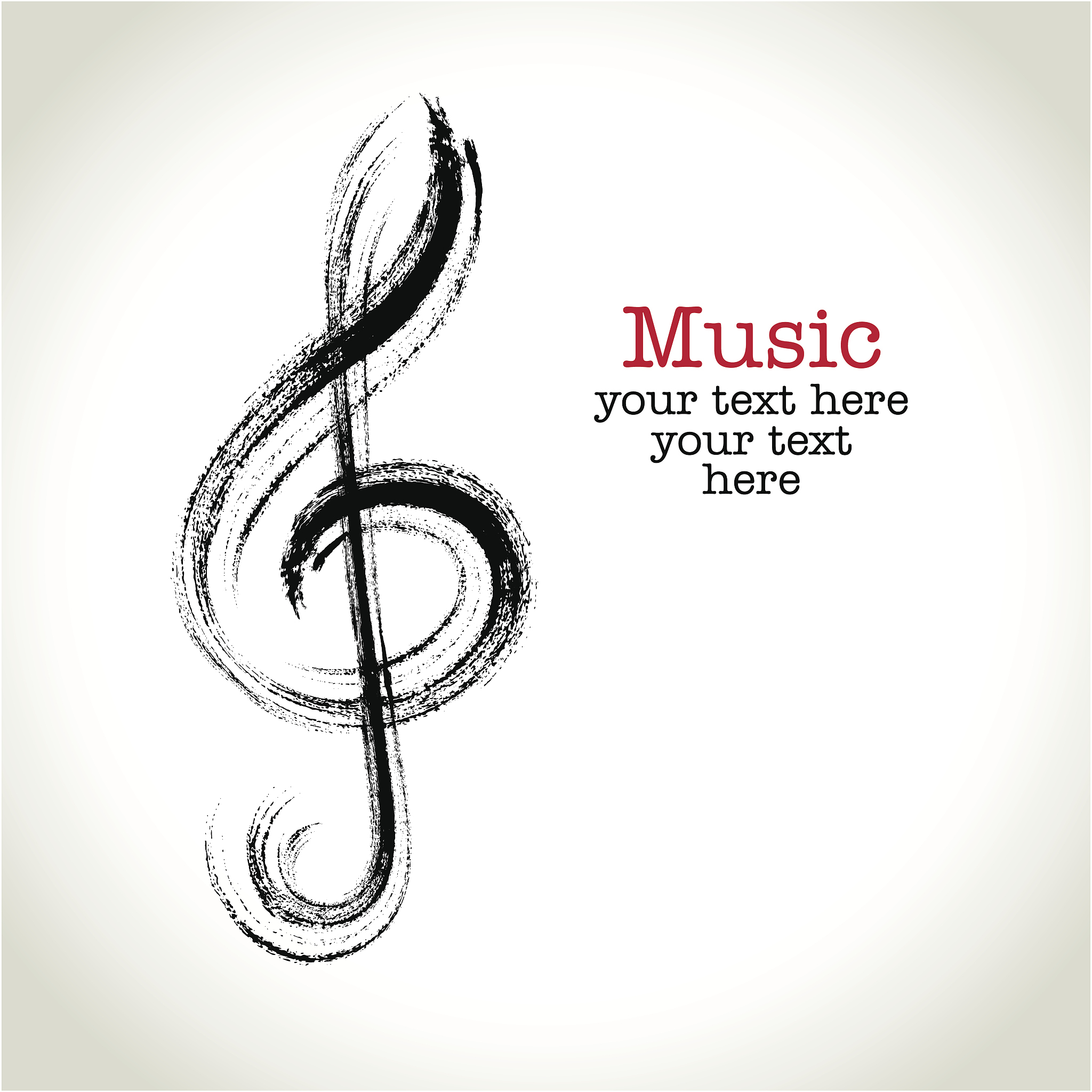 grunge drawing black clef with brushwork
